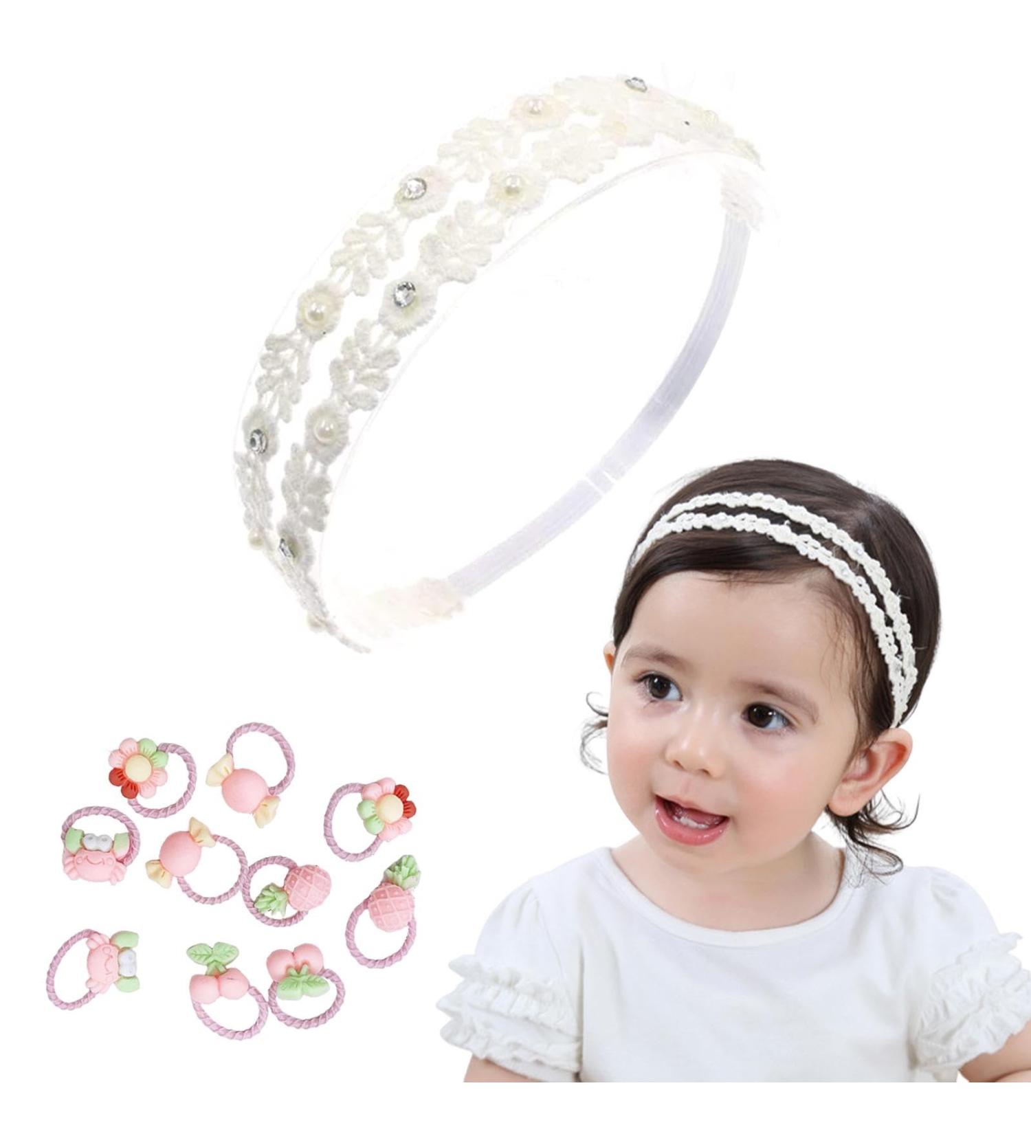 Baby Girls' White Flower Headbands - 10 Piece Elastic Hair Accessories | Soft Arch Headwraps & Gift-Ready - Buy Online on GoSupps.com