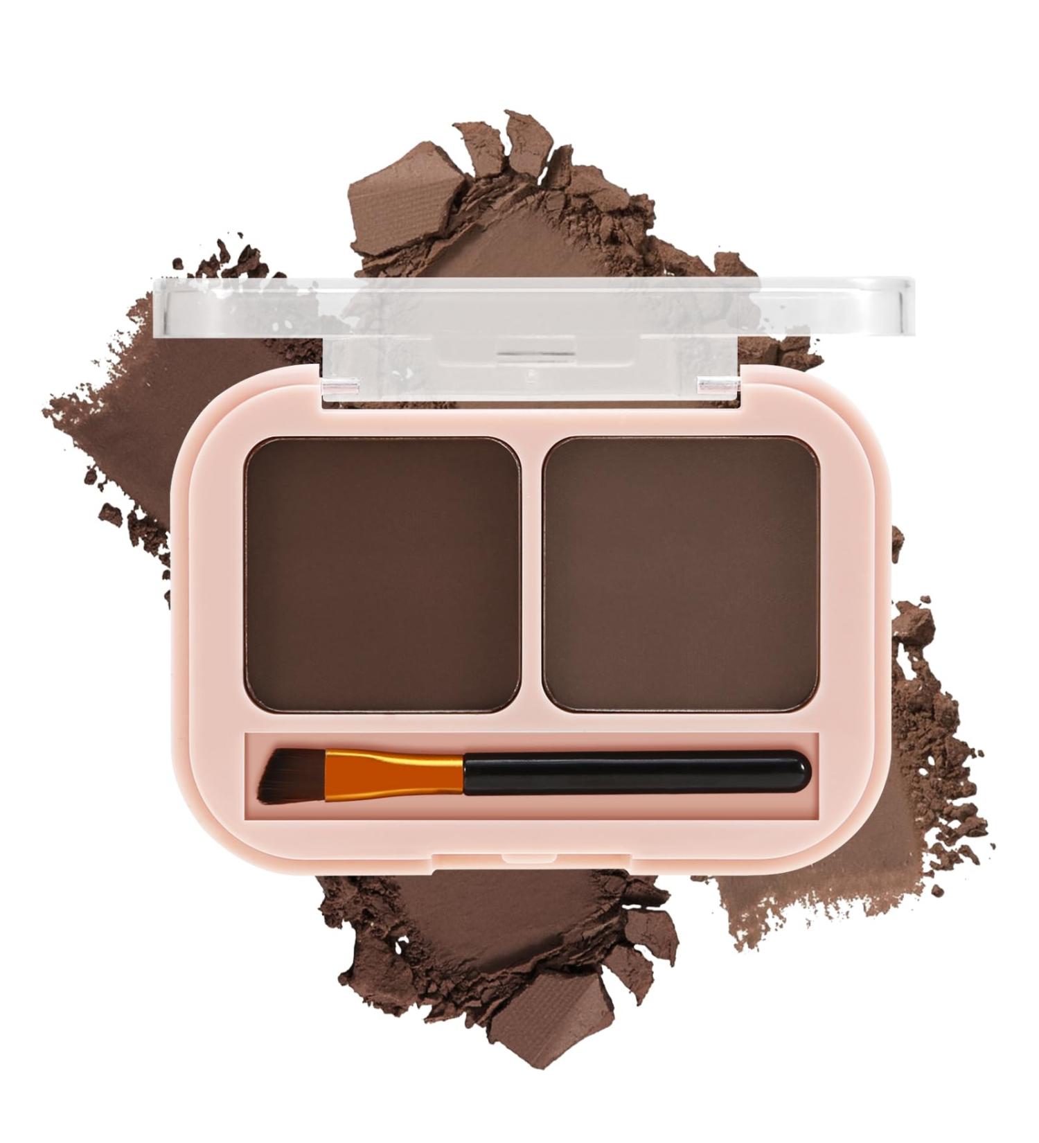 Buy Waterproof Eyebrow Powder - 2 Shades Palette with Brush | Long-Lasting Eyebrow Filler #003 Dark Brown - International Shipping Available - Buy Online on GoSupps.com