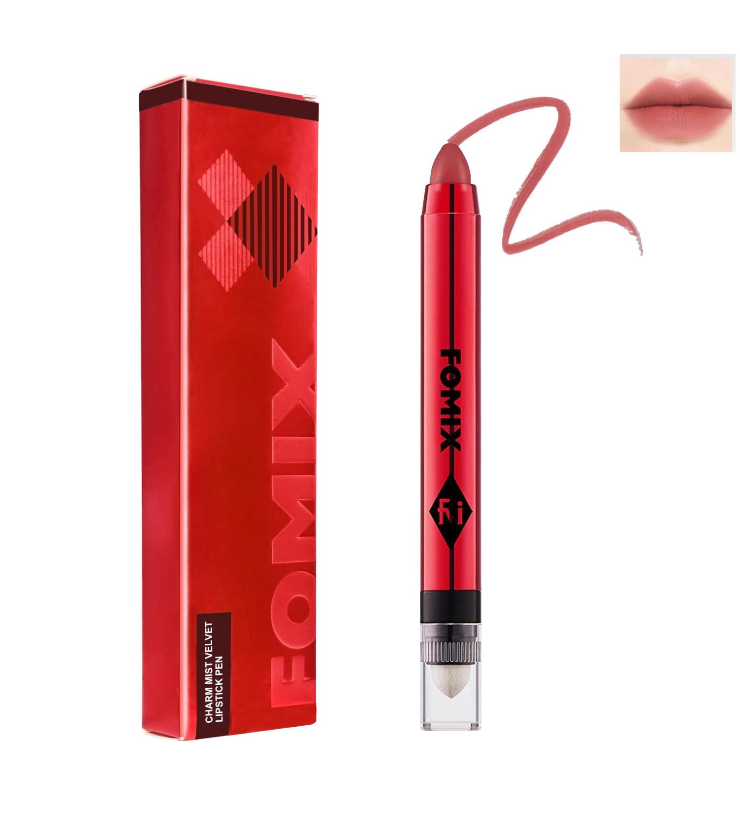 Velvet Matte 2 in 1 Lipstick Stick with Brush - Long Lasting & Waterproof Korean Lip Makeup Pen - Gift for Women - Shade 06 - Buy Online on GoSupps.com