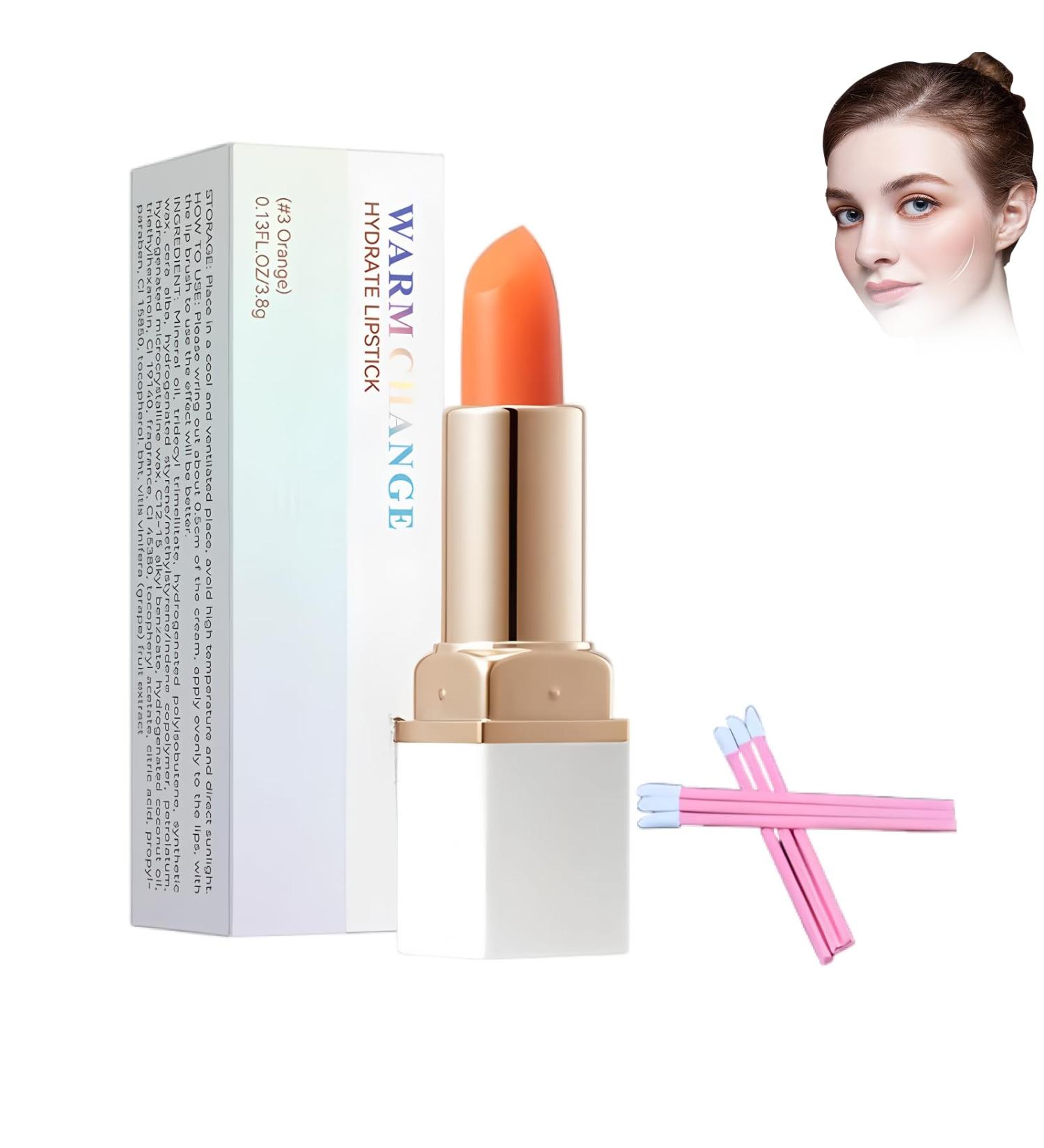 Orange Warm Lipstick 38 g with 50 lip brushes temperature lip balm for full and wellgroomed lips waterproof for dried lips lipstick - Buy Online on GoSupps.com