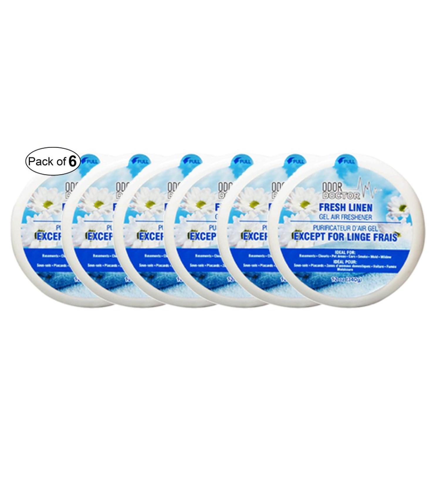 Odor Doctor Gel Air Freshener- Fresh Linen (340g) (Pack of 6)