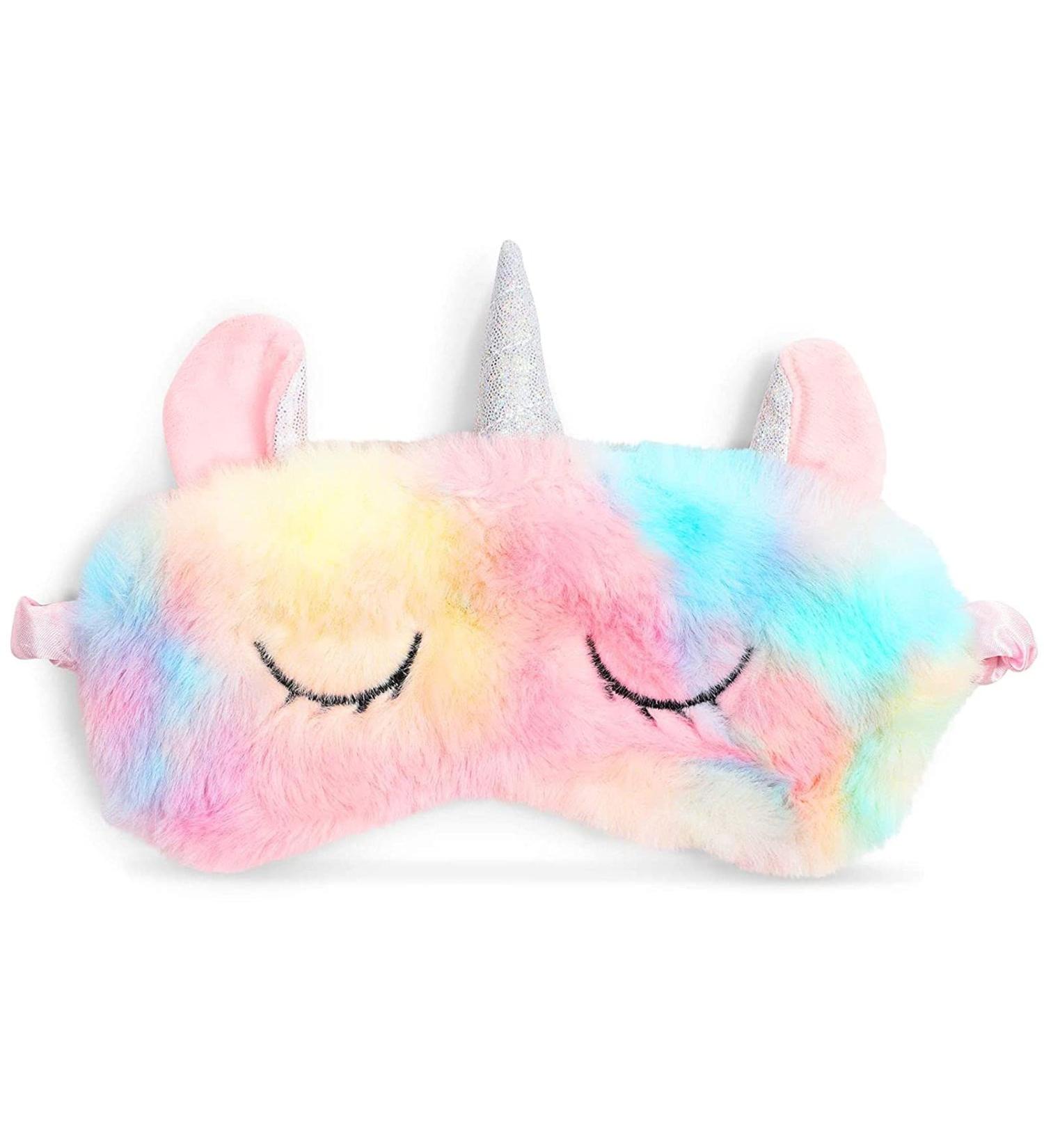 Unicorn Satin Faux Fur Sleeping Eye Mask for Women, Teens, and Girls - 7.5 x 6 In - Buy Online on GoSupps.com