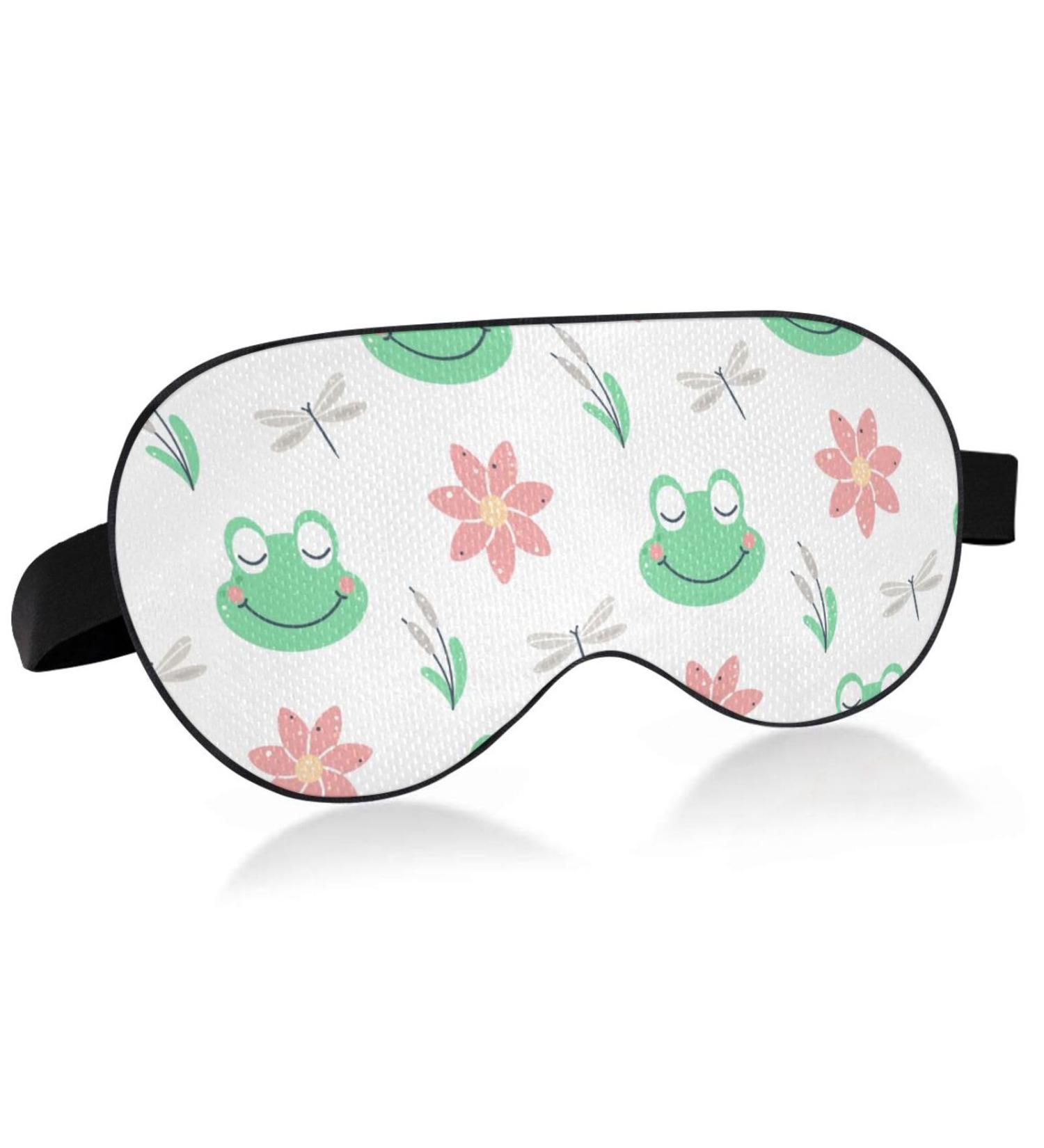 Haskirky Light Blocking Eye Mask - Adjustable Breathable Adult Men and Women Travel Mask for Business Trips, Yoga, Meditation - Deep Sleep Comfort with Dragonfly Frog Design - Buy Online on GoSupps.com
