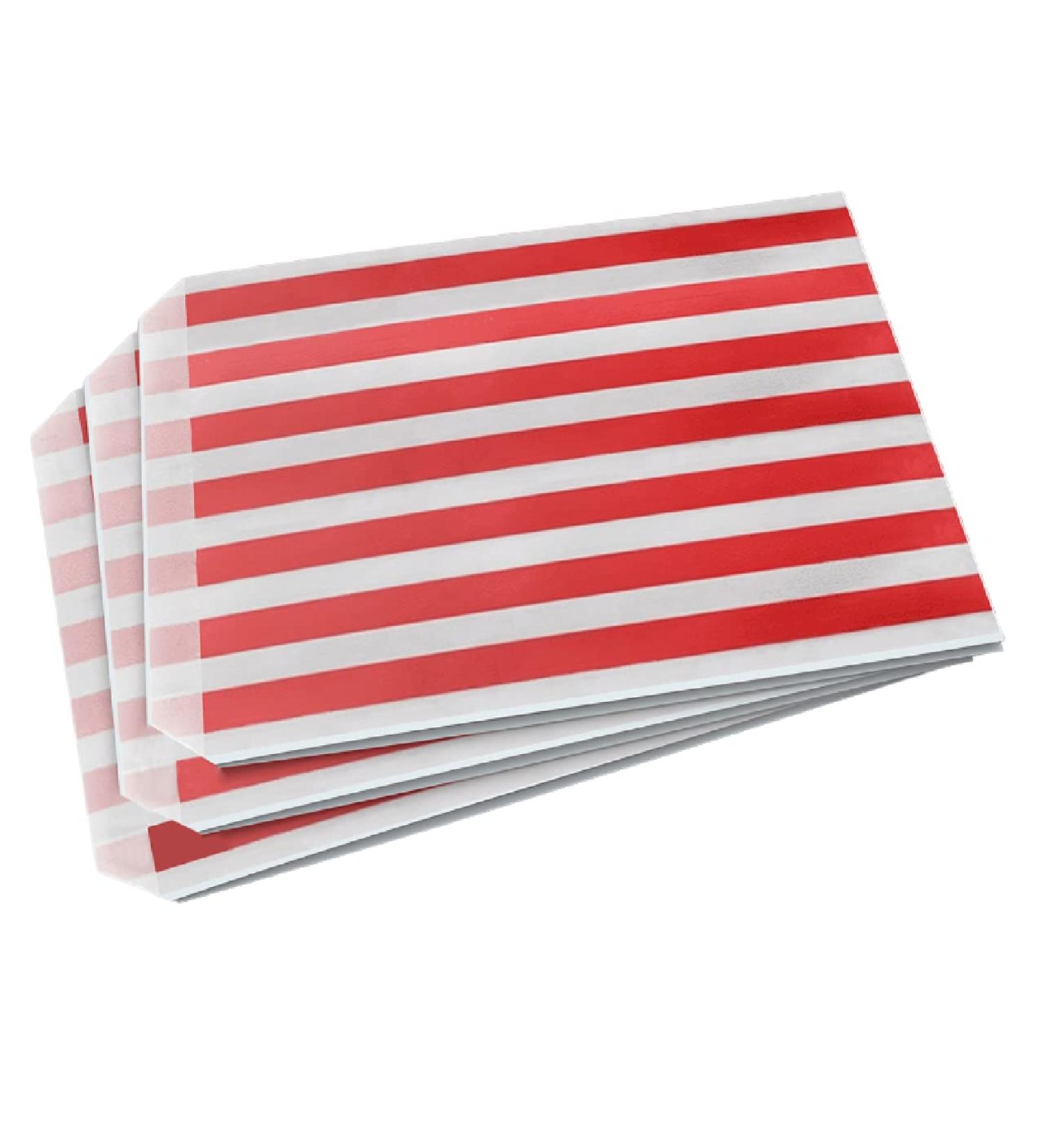 Sabco - 100 Red Sweet Candy Striped Paper Bags 5 x 7" for Confectionary Party Favour Pick n Mix Wedding Sweets Gift Bag (100 5 x 7") 100 5 x 7"