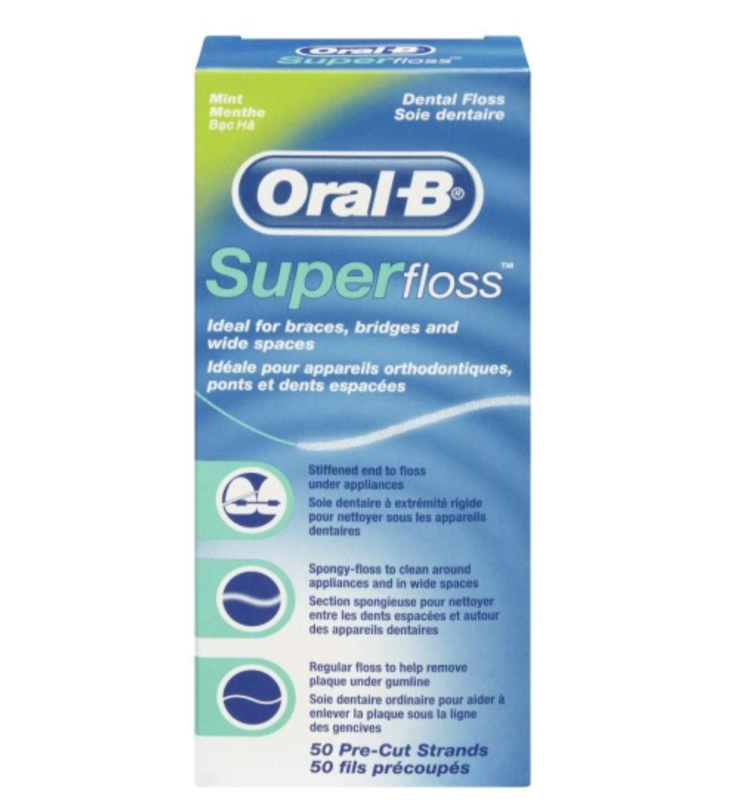 Oral-B Superfloss Dental floss 50 pieces Pack of 12 (12x 50 pieces) 50 Count (Pack of 12) - Buy Online on GoSupps.com