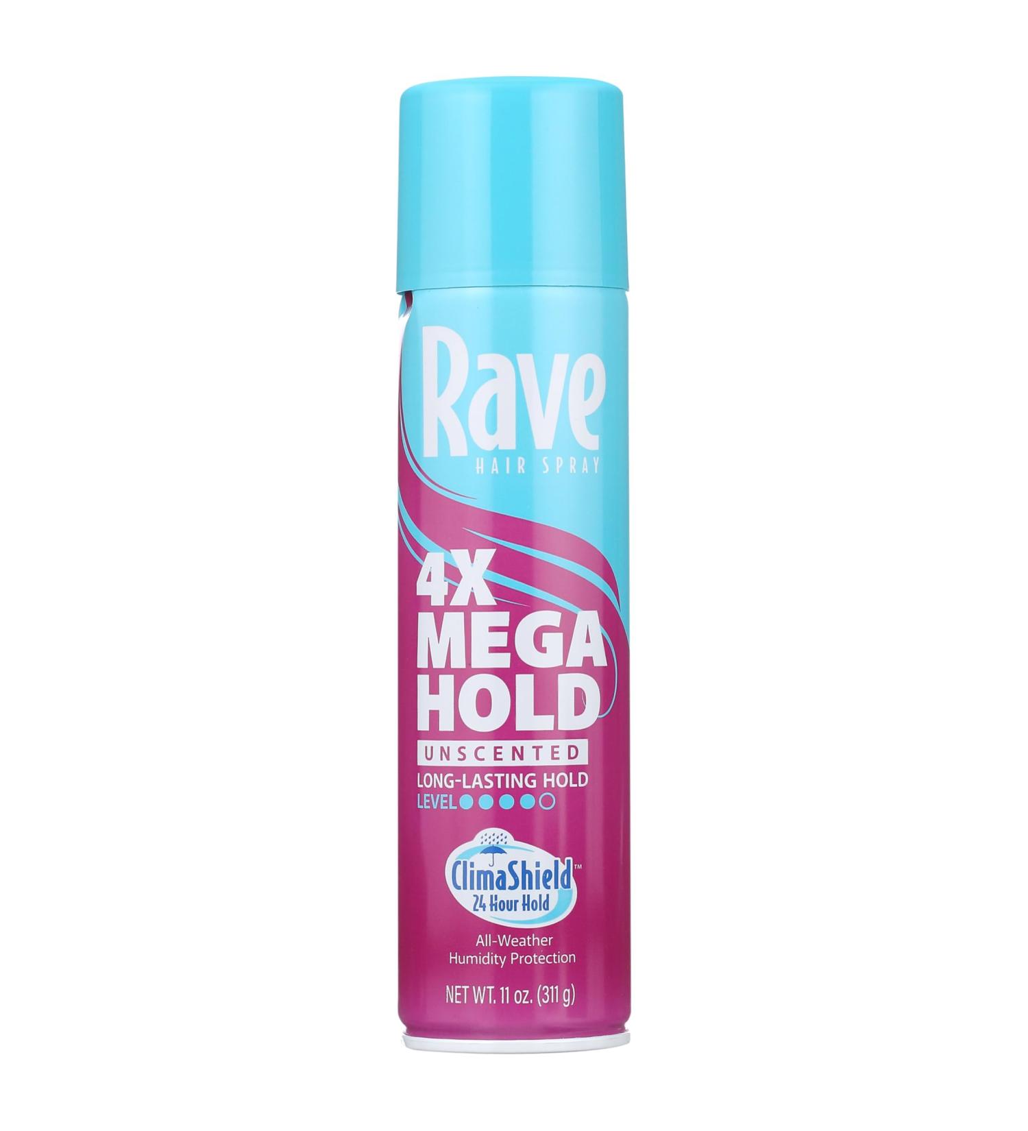 Ra ve 4X Mega Hold Hair Spray All-Weather Protection with Vitamin-Rich Formula 11 oz Clear. (Pack of 1) - Buy Online on GoSupps.com