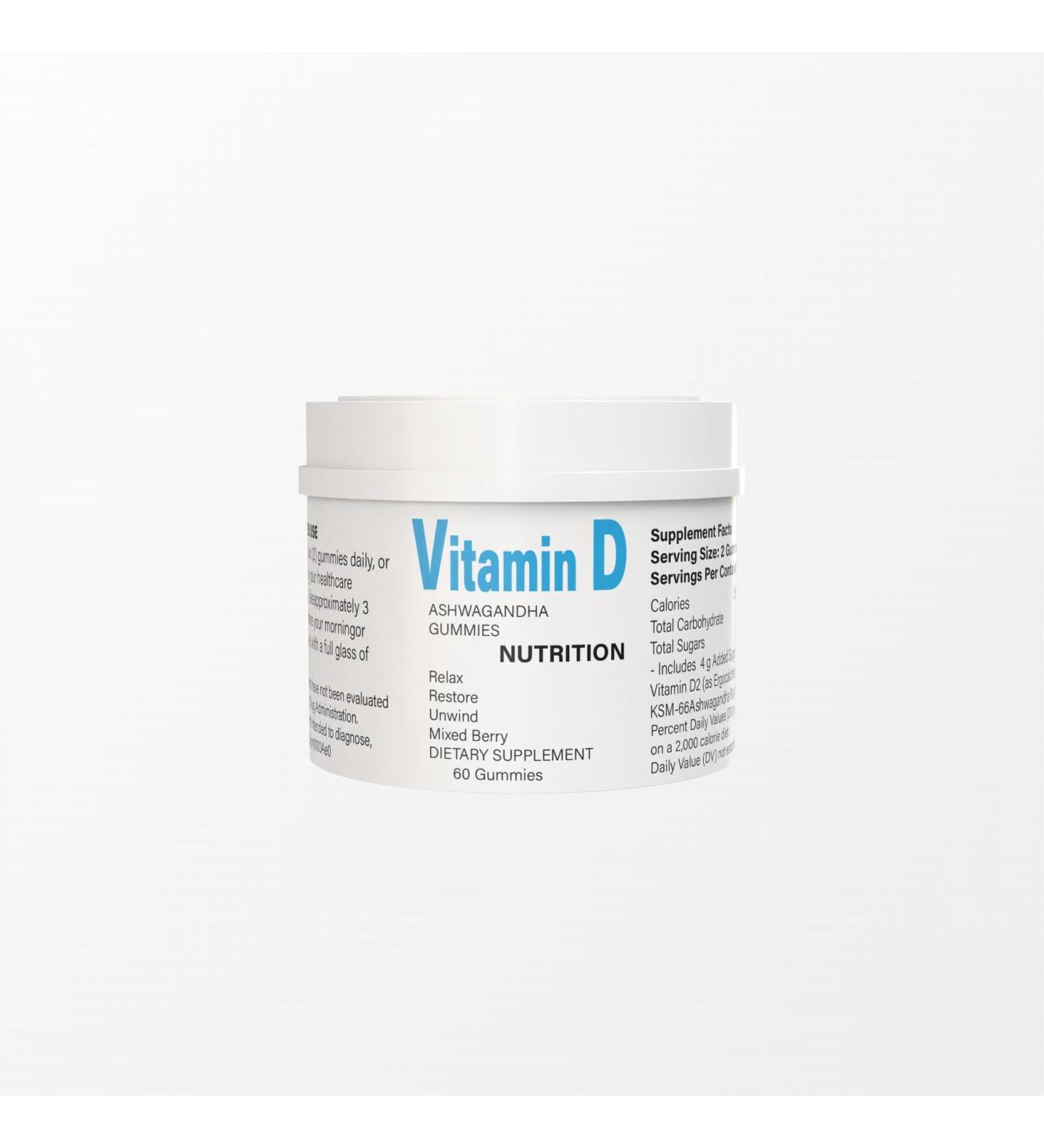 LOCRED Ashwagandha and Vitamin D Gummies Mixed Berry Flavor KSM-66 60 Count Vegan