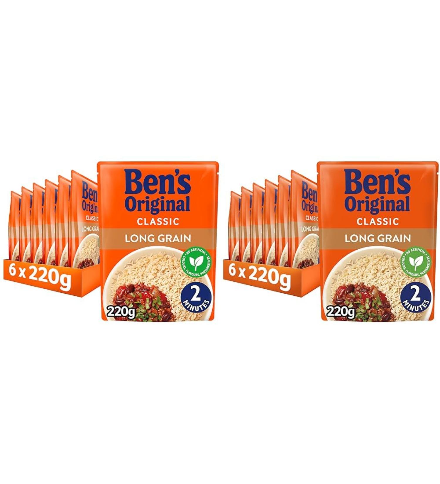 Ben's Original Long Grain Microwave Rice Bulk Multipack 6 x 220 g pouches (Pack of 2) - Buy Online on GoSupps.com