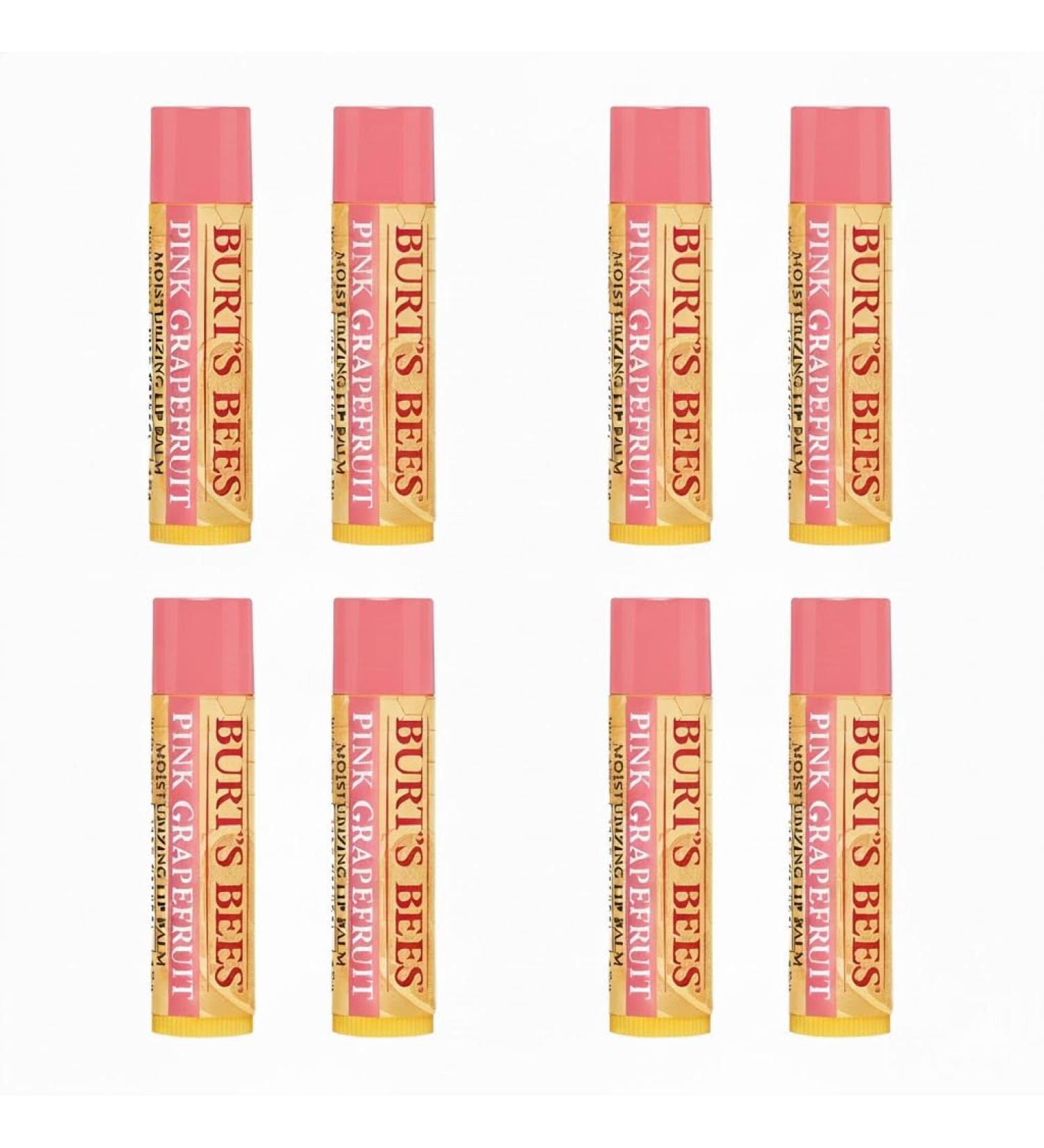Burt's Bees Pink Grapefruit Moisturizing Lip Balm .15 Ounce 100% Natural Origin (8)