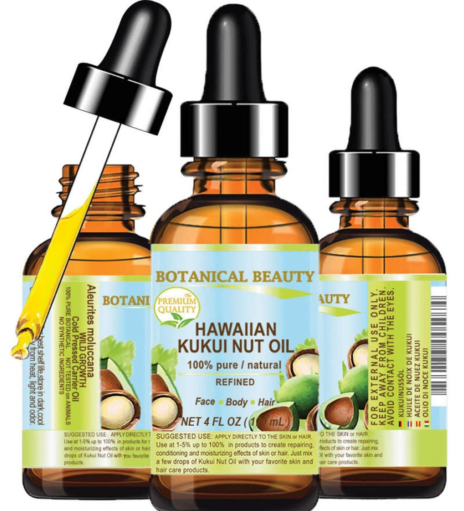 Botanical Beauty KUKUI NUT OIL 100% Pure Natural Virgin Unrefined Cold-Pressed Carrier Oil 4 Fl Oz 120 ml for Face Skin Body Hair Lip Nails. Rich in Vitamin E 4 Fl Oz (Pack of 1) - Buy Online on GoSupps.com
