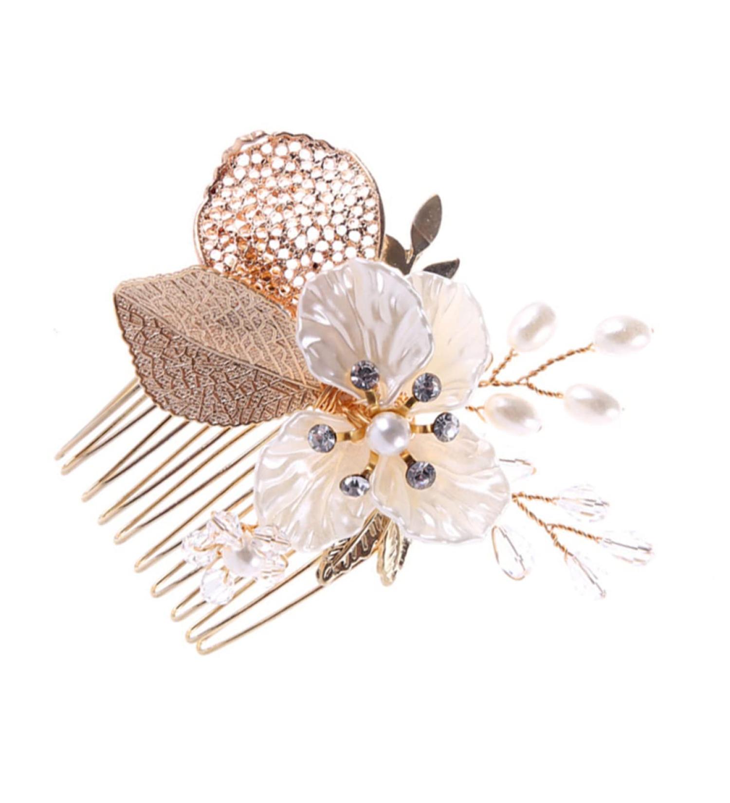 DOITOOL Bride Comb Rhinestone Comb Crystal Rhinestones Pearl Hair Pin Rhinestone Hair Comb Crystal Headpiece Comb for Bridal Pearl Hair Comb Bride Headpieces for Wedding - Buy Online on GoSupps.com