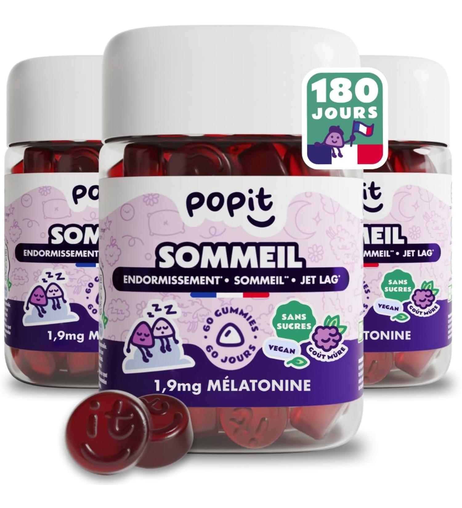 POP IT Melatonin 1.9mg - 60 Adult Sleep Gummies - 2 Month Treatment - Sugar Free Vegan Ripe Taste - Fast Sleep - Melatonin Gummies - Made in France - Buy Online on GoSupps.com