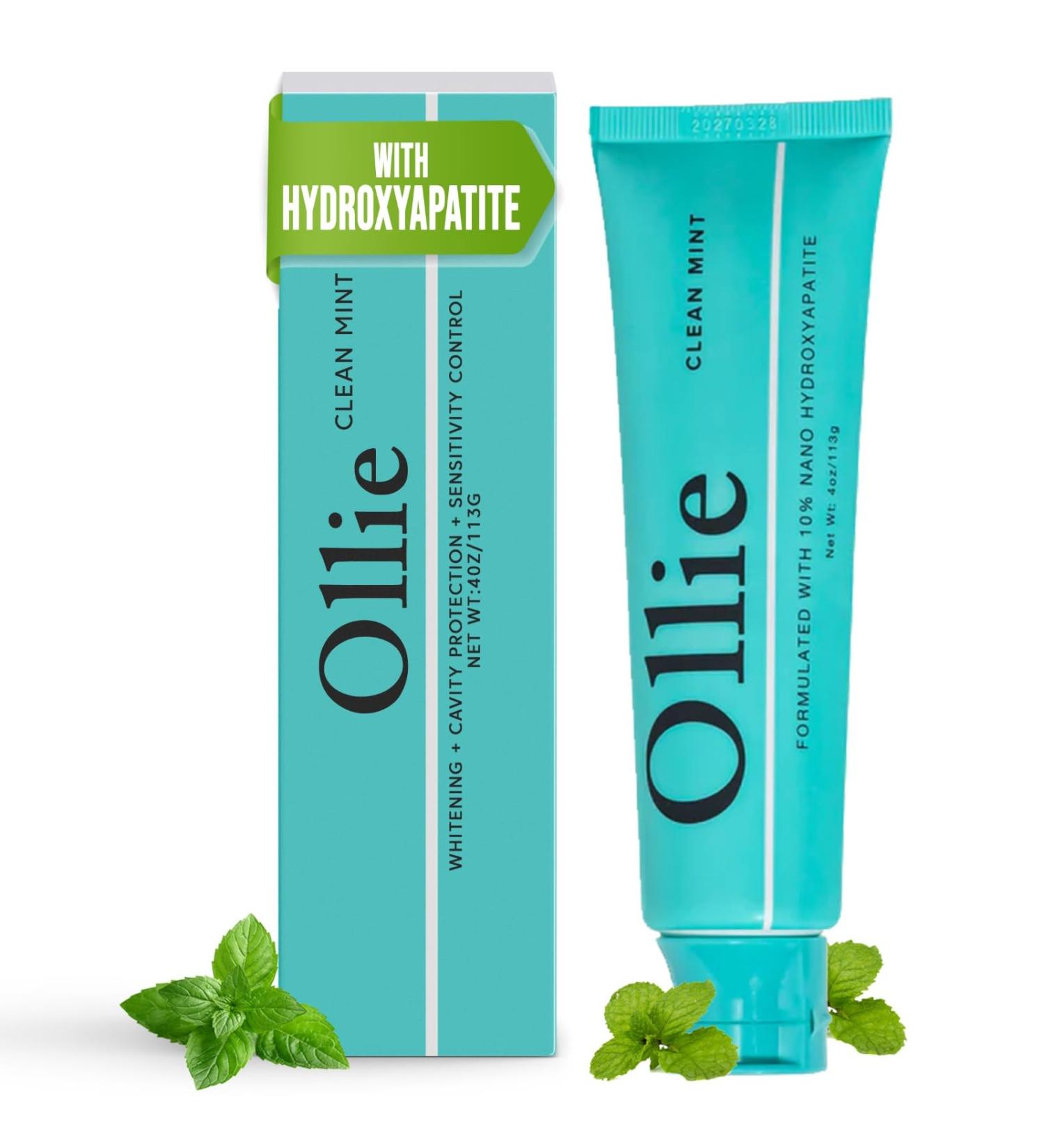 Ollie Fluoride Free 10% Nano Hydroxyapatite Toothpaste for Remineralizing Enamel Sensitive Teeth & Whitening Clean Mint 4oz (Pack of 1) Pack of 1 (4 Ounce) - Buy Online on GoSupps.com
