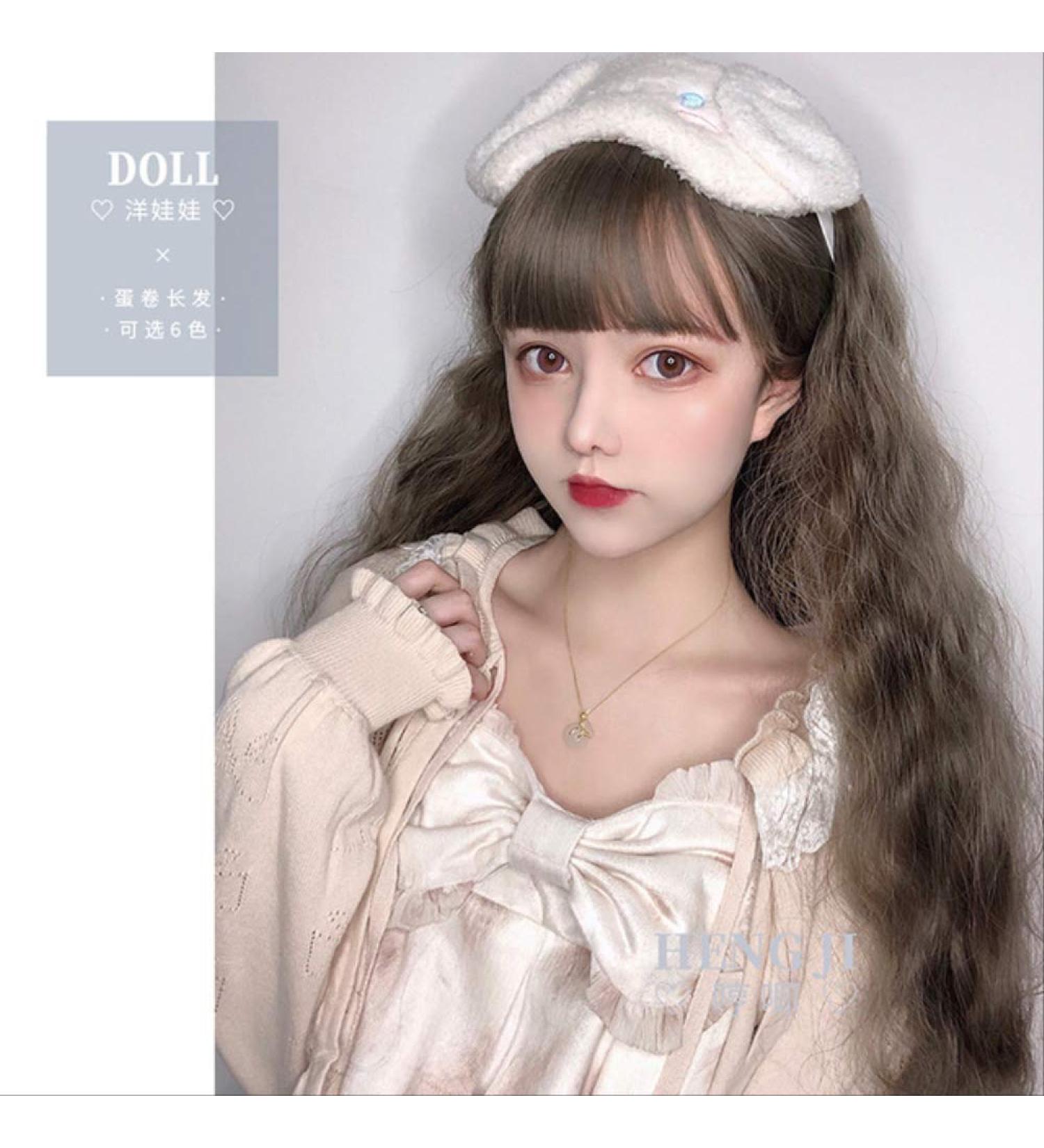 Uwowo Long wavy hair Lolita Wigs Heat Resistant Synthetic Hair Anime Party wigs 6 color Colourful wig 70cm Linen gray