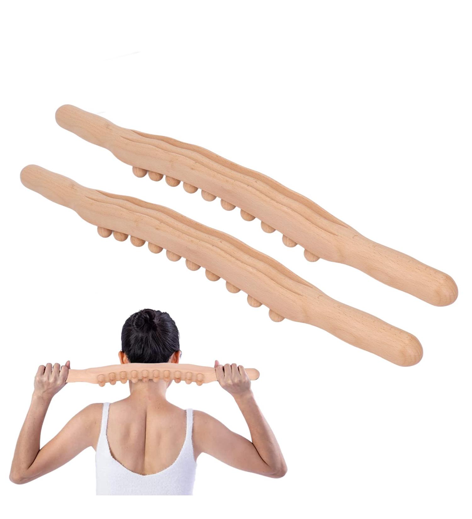 2 Pieces Wooden Gua Sha Scraping Massage Tool 20 Massage Points for Beauty Salon & Home International Shipping Available - Buy Online on GoSupps.com