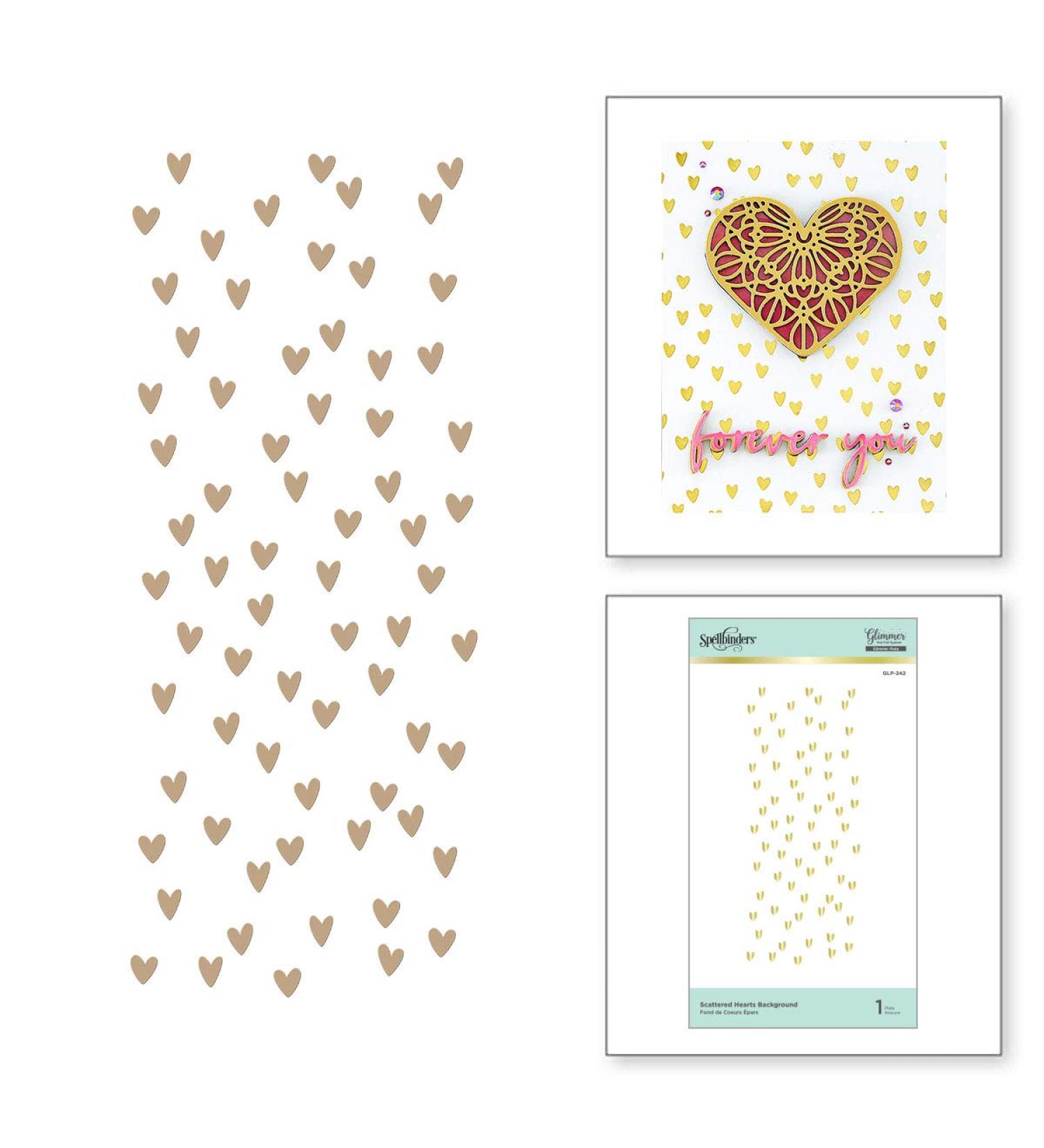Spellbinders Scattered Hearts Background Glimmer Hot Foil Plate Set - Metal - Buy Online on GoSupps.com