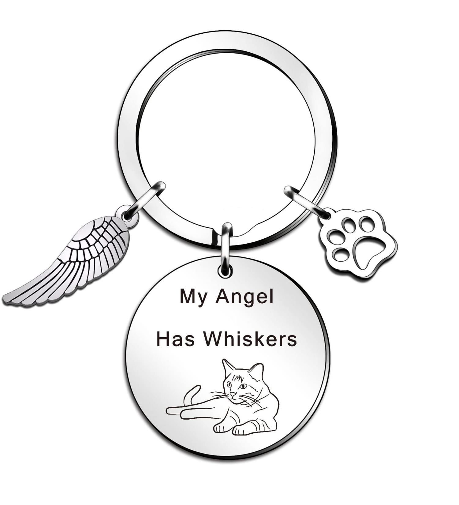 QMVMV Pet Memorial Gifts Sympathy Gift for Cat Lovers in Memory of Cat Keyring Cat Remembrance Gifts Loss of Cat Gift Pet Sympathy Gift for Family Friends Cat Memorial Keyring