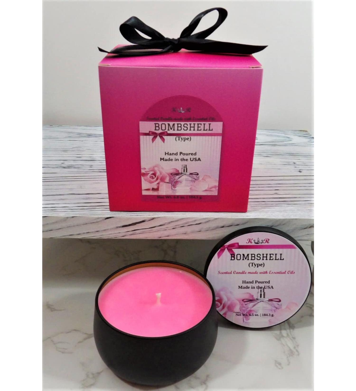 K_R_Absolute Bombshell (Type) Scented Candle. Hand Poured. Notes Citrus Fruit Floral and Musk. Burn time appx 20-30 hrs.