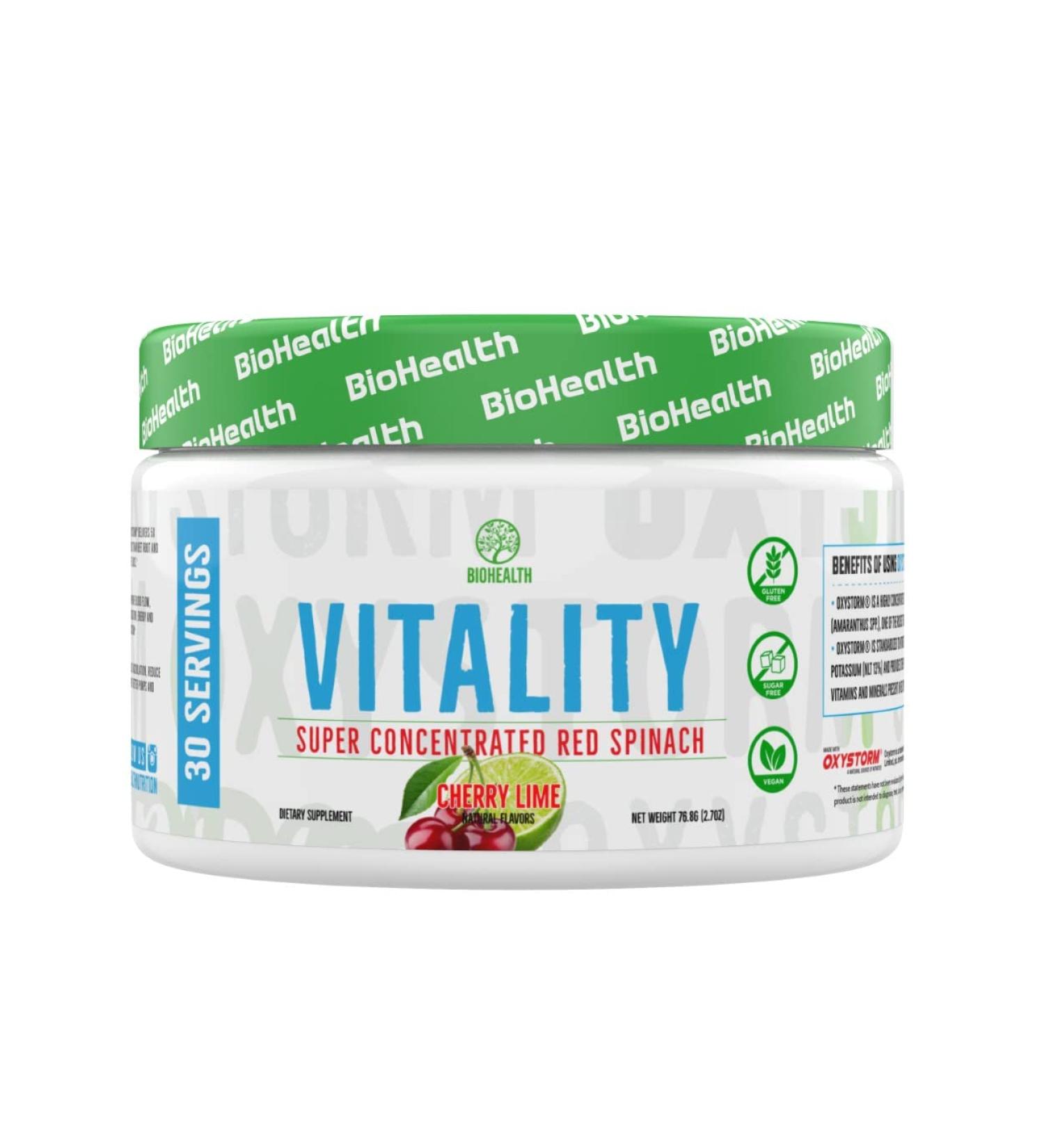 Vitality Red Spinach Powder - Super Concentrated Nitric Oxide for Blood Pressure Support & Healthy Circulation | Shop Internationally - Buy Online on GoSupps.com