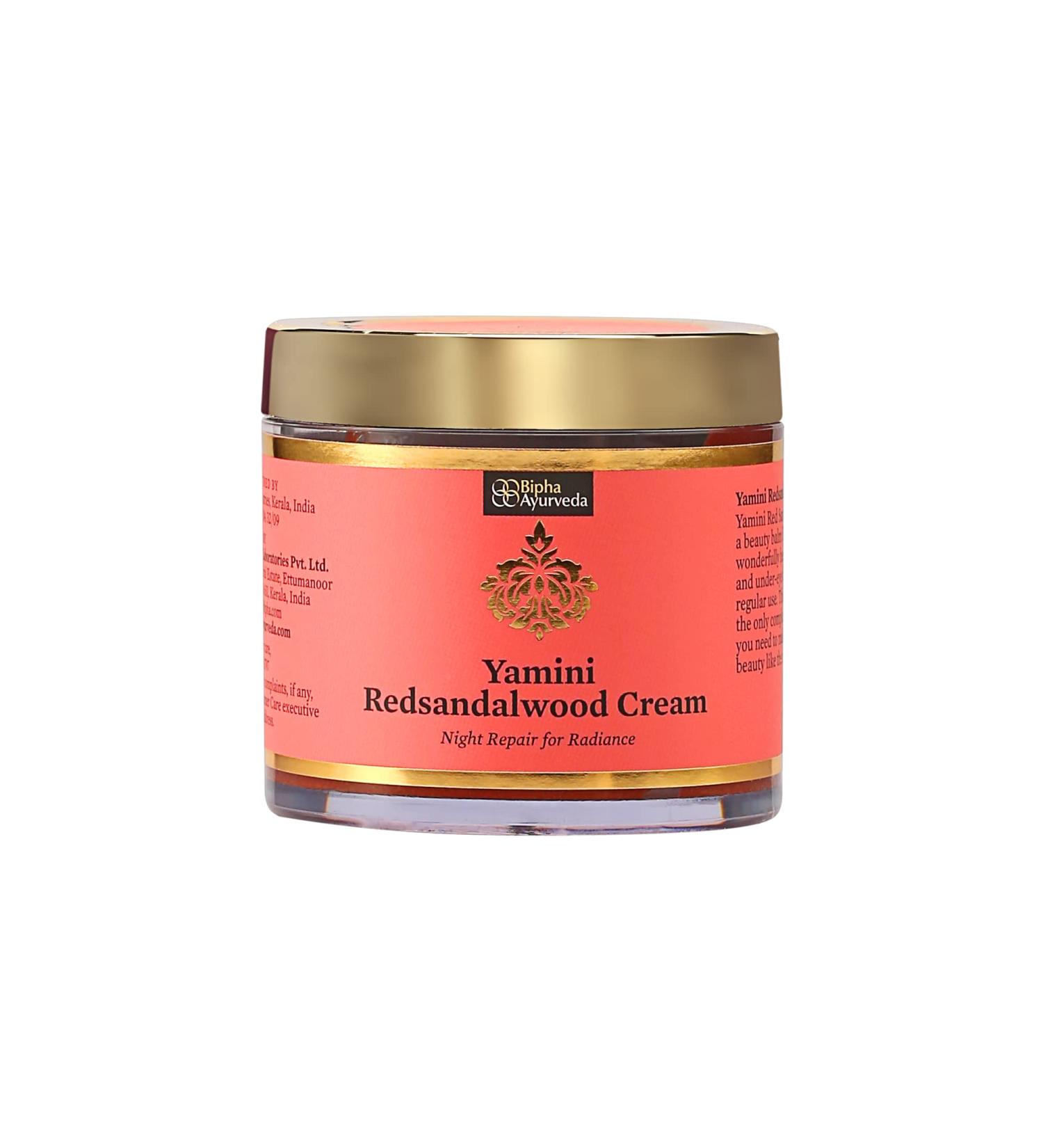 Yamini Red Sandalwood Face Night Cream - Vitamin E & Essential Oils for Flawless Youthful Skin - 75g | International Shipping - Buy Online on GoSupps.com