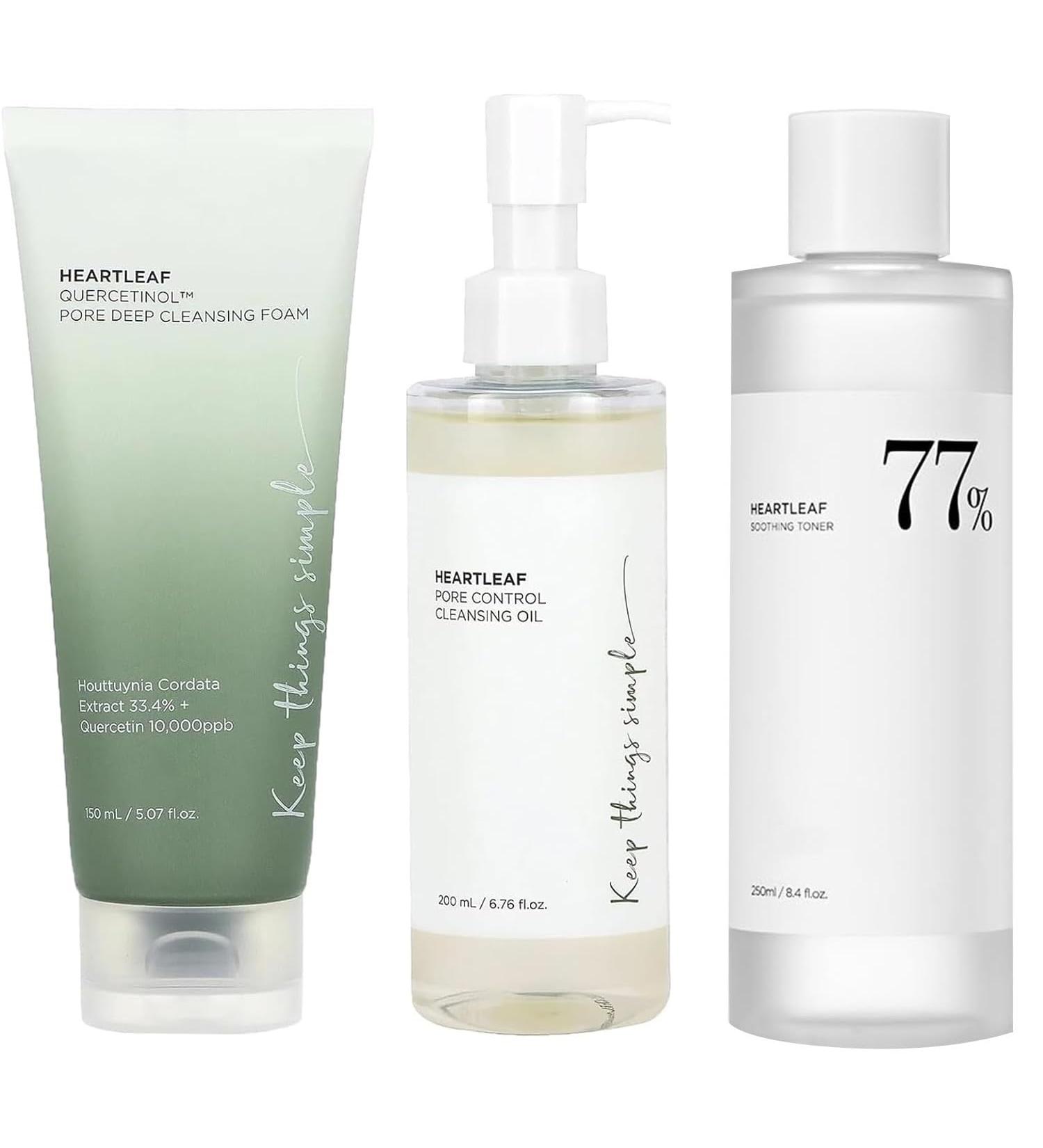 Heartleaf Soothing Skincare Set - Toner Ampoule & Cleansing Foam | Korean Beauty (3 Pieces) - Buy Online on GoSupps.com