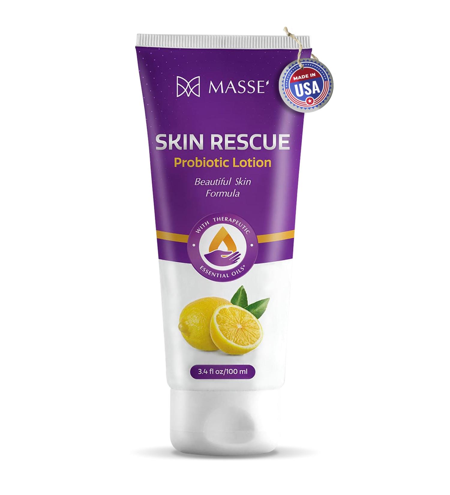 Massey s Skin Rescue Probiotics Lotion - Daily Non-Greasy Hydrating Lotion for Men & Women - Refreshing Lemon Scent - Smooth Sensitive Skin - 3.4 oz - International Shipping Available - Buy Online on GoSupps.com