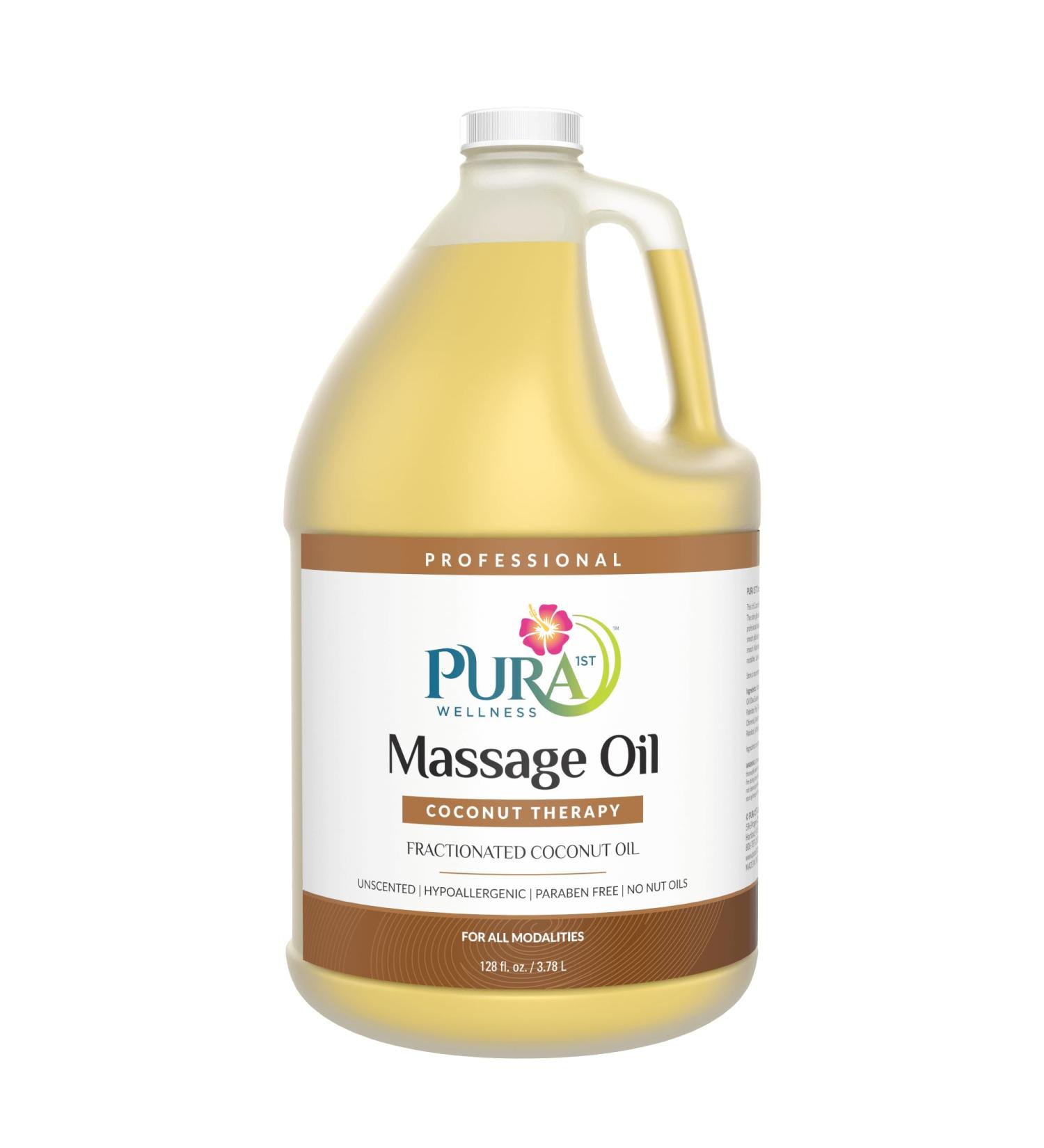 Professional Unscented Coconut Therapy Massage Oil - Hypoallergenic Non-Greasy Skin Moisturizer for Deep Tissue & Hydration - 128oz for Wellness & Physical Therapy - Buy Online on GoSupps.com