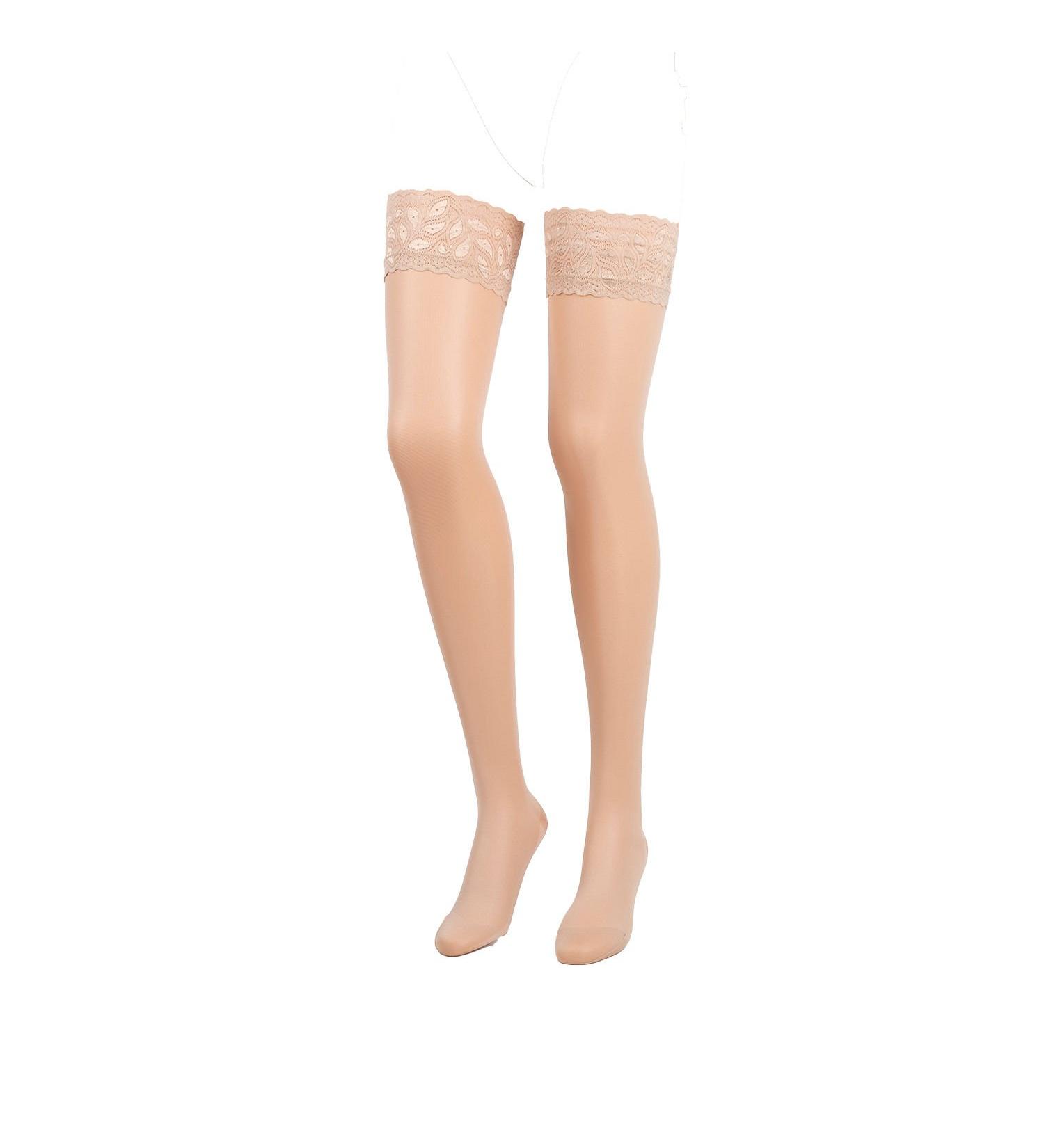 Compressana Calypso 140 The fine -knit support stockings with a lace ligament - effective support effect with approx. 15-18 mmHg compression (support class 3) - almost eye -catching fine and smooth mesh image - thigh stockings with adhesive tape - size II