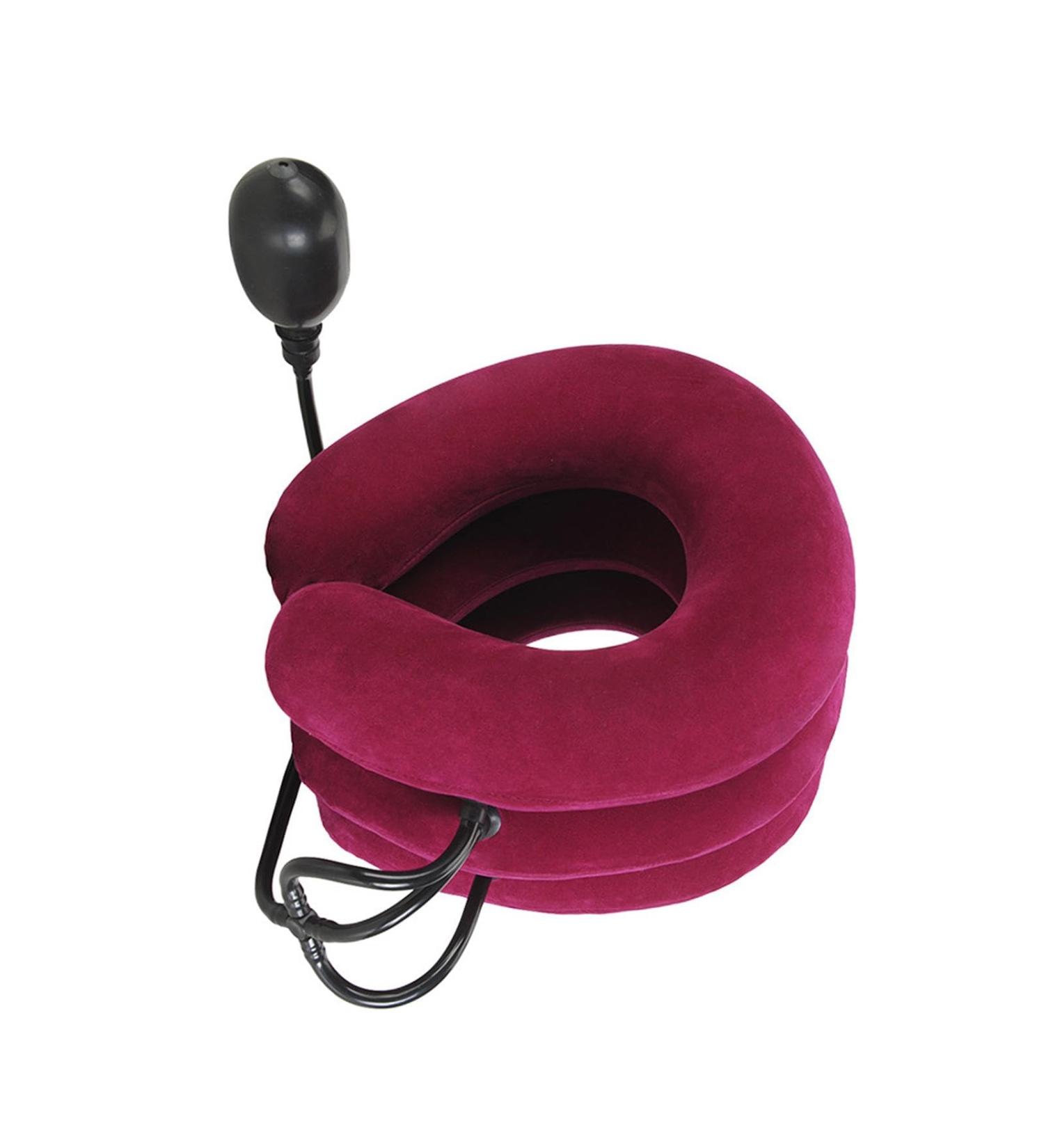 Kokiya 3 Layer Neck Stretcher Neck Cervical Collar Inflatable Portable Personal Use Traction Equipment for Office Car Travel Adults rose red - Buy Online on GoSupps.com