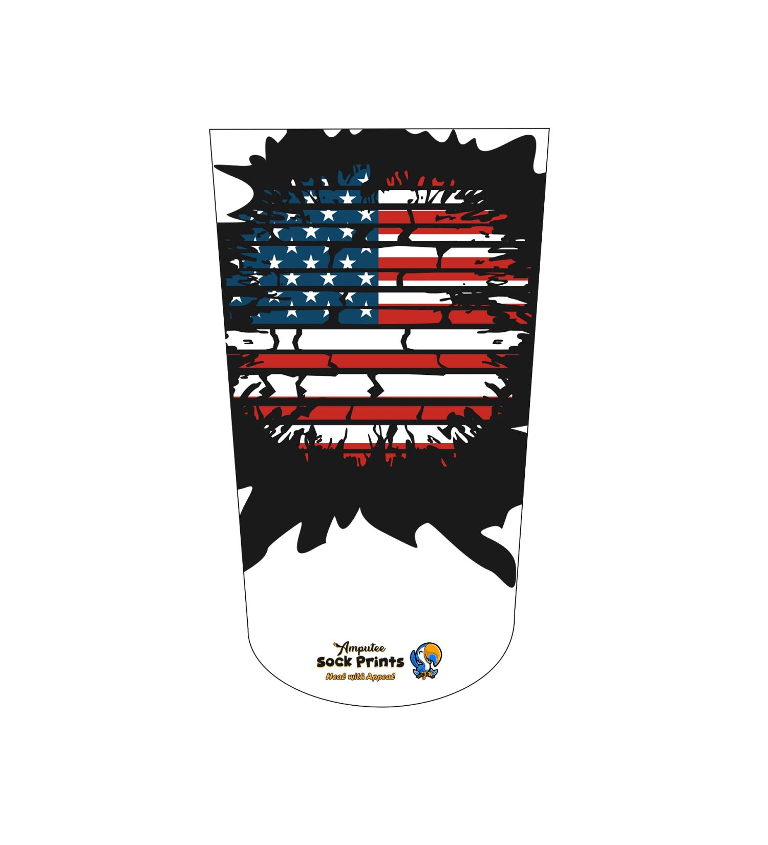 American Flag Circular Broken Wall Amputee Stump Sock - Heal with Appeal V1 3Ply Black - Buy Online on GoSupps.com