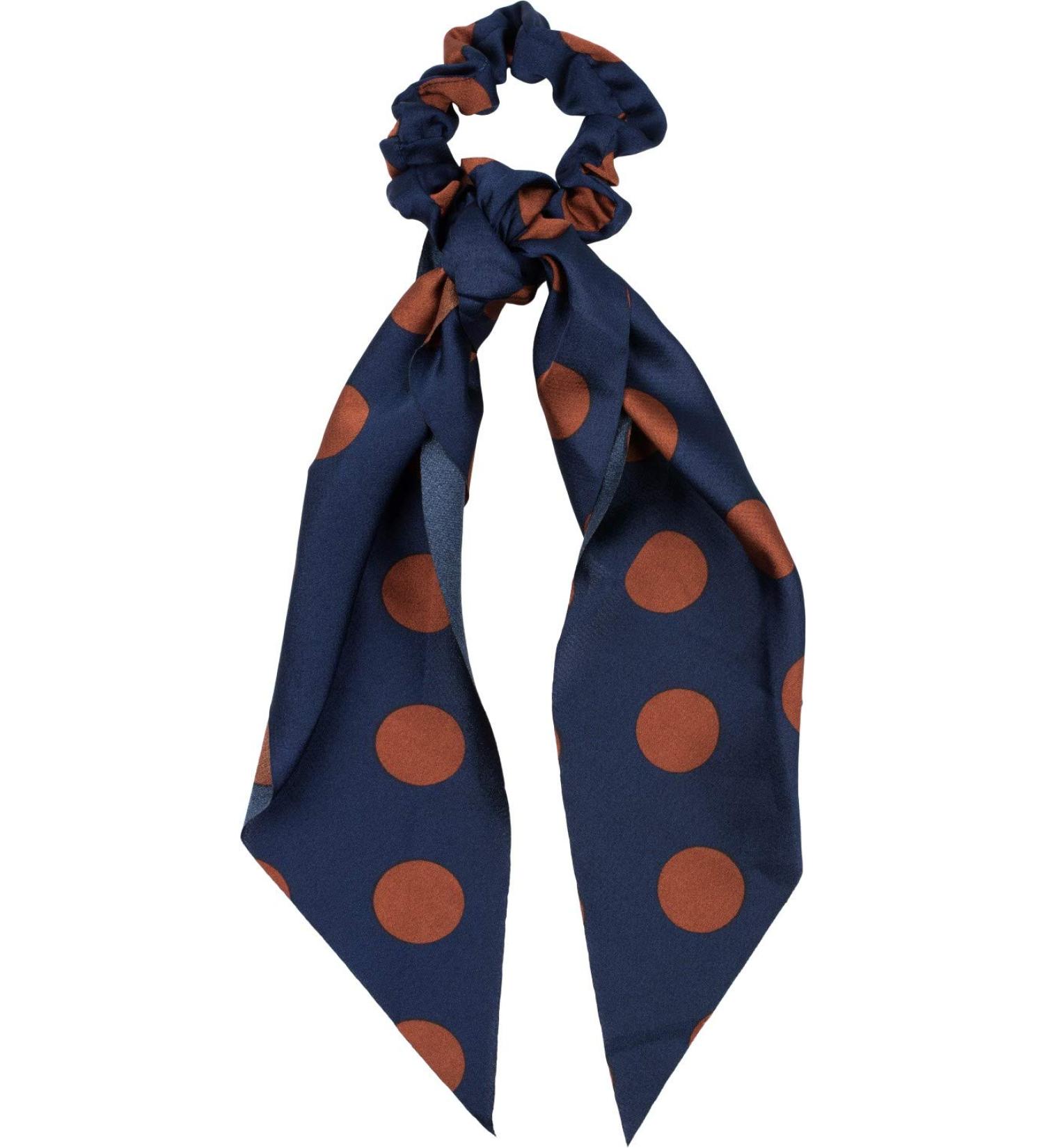 Stylbreaker Women's XL Hair Tie Retro Polka Dot Bow Scrunchie in Dark Blue Cognac Elastic Hair Band for Braid Styling - Buy Online on GoSupps.com