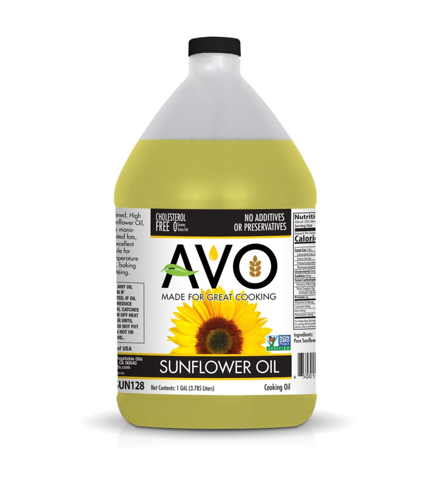 AVO Non-GMO High Oleic Sunflower Oil - 1 Gallon | Ideal for General Cooking - Buy Online on GoSupps.com