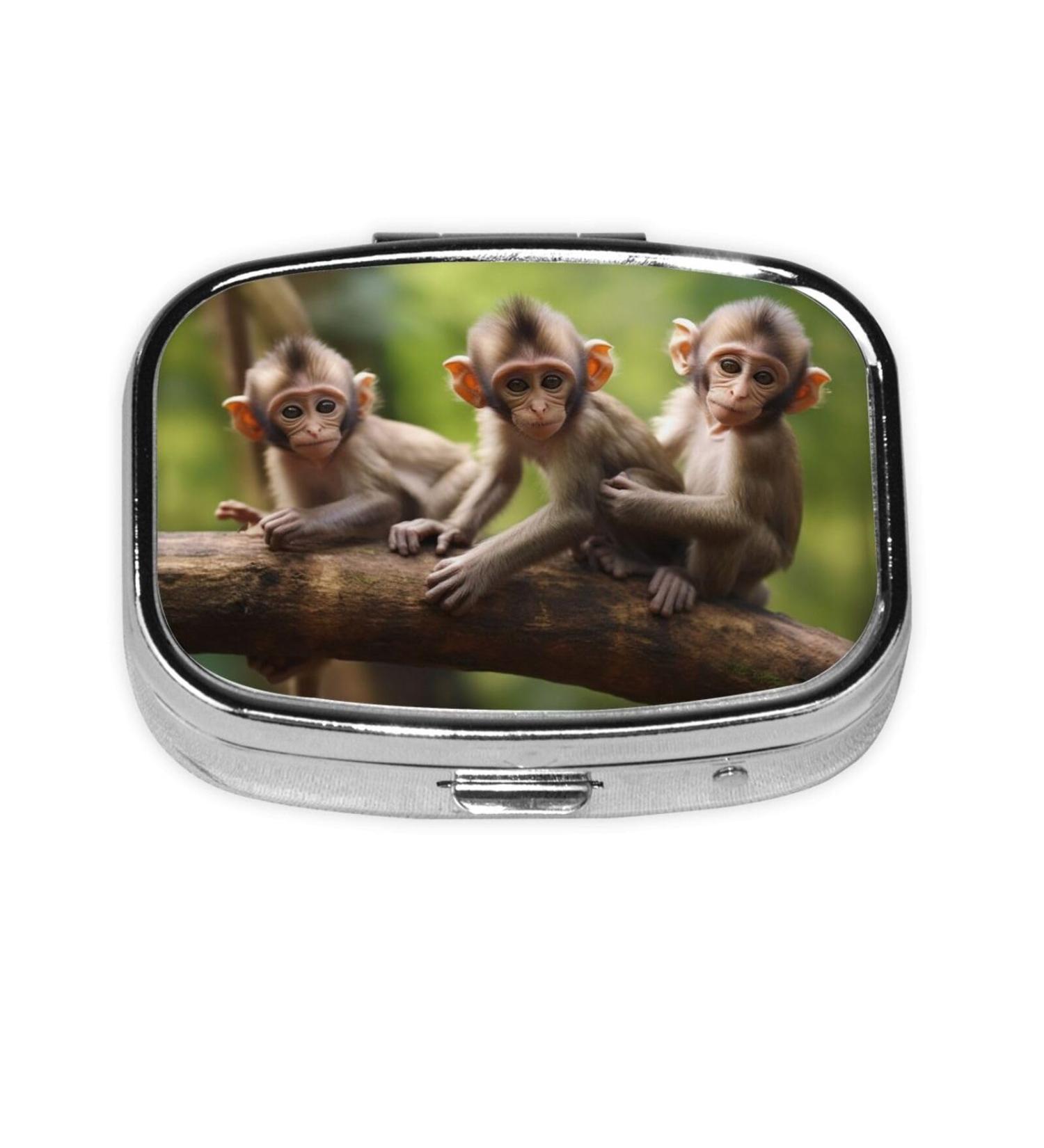 Buy Cute Little Monkeys 2 Compartment Pill Case - Small Travel Pill Organizer for Purse & Gifts - Buy Online on GoSupps.com