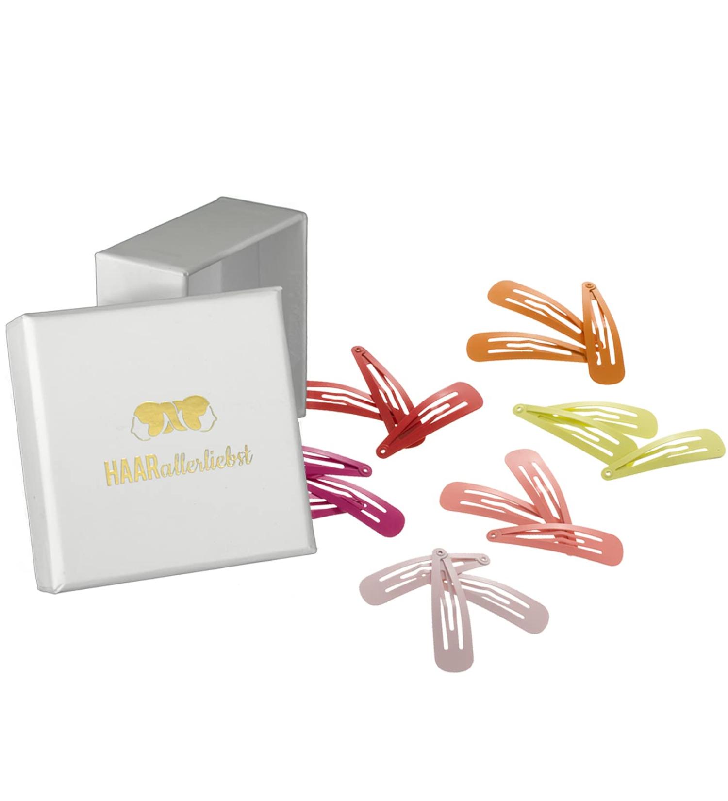 HAARallerliebst hair clips (18 pieces | Summer Vibes | 5 cm) including box for storage (box color: white)