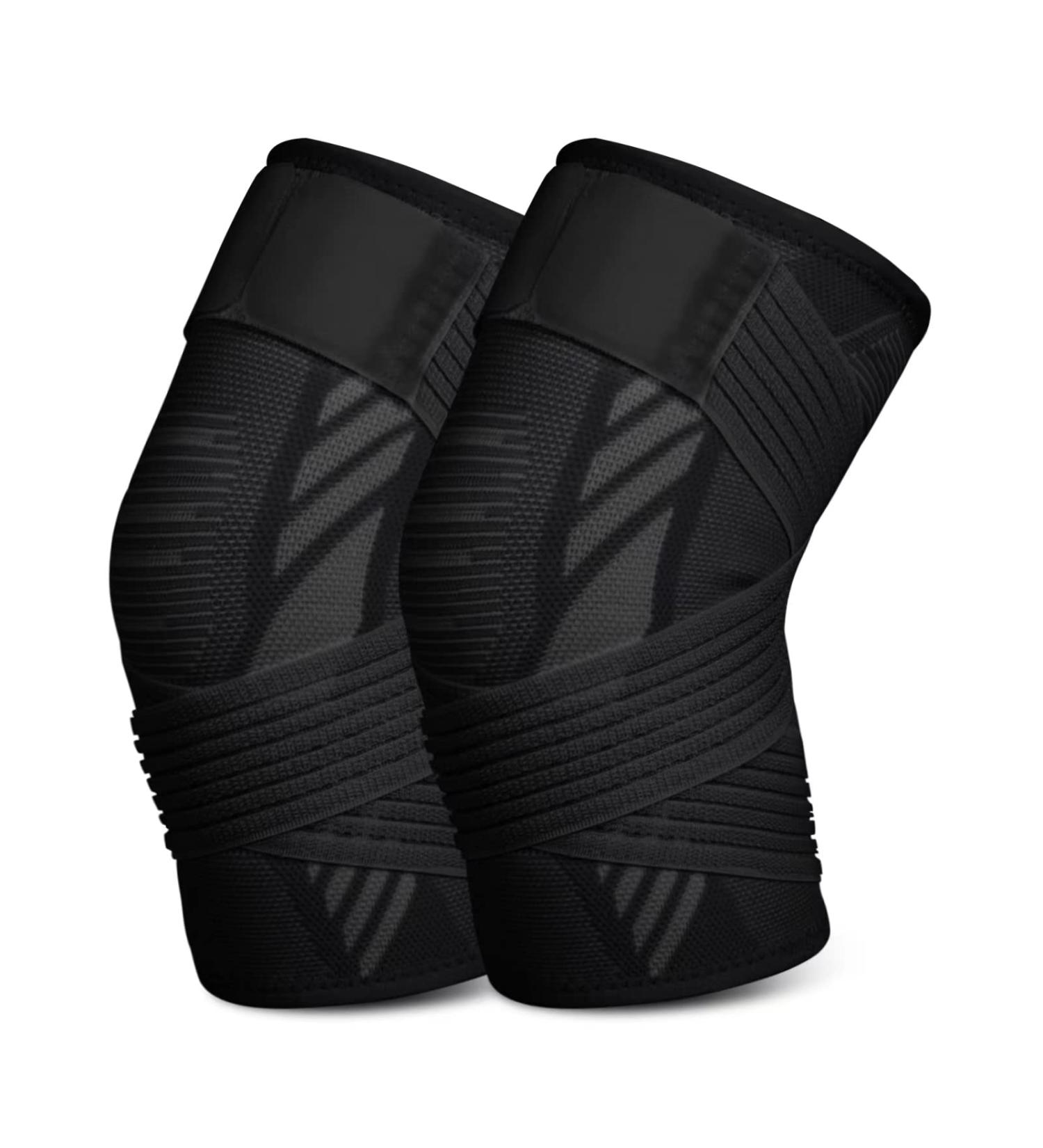 Kniebandage f r M nner & Frauen 2er Set Kniebandagen mit verstellbaren Riemen & rutschfestem Silikon ideal f r Sport Laufen Arthritis Gelenkschmerzen Schwarz M - Buy Online on GoSupps.com