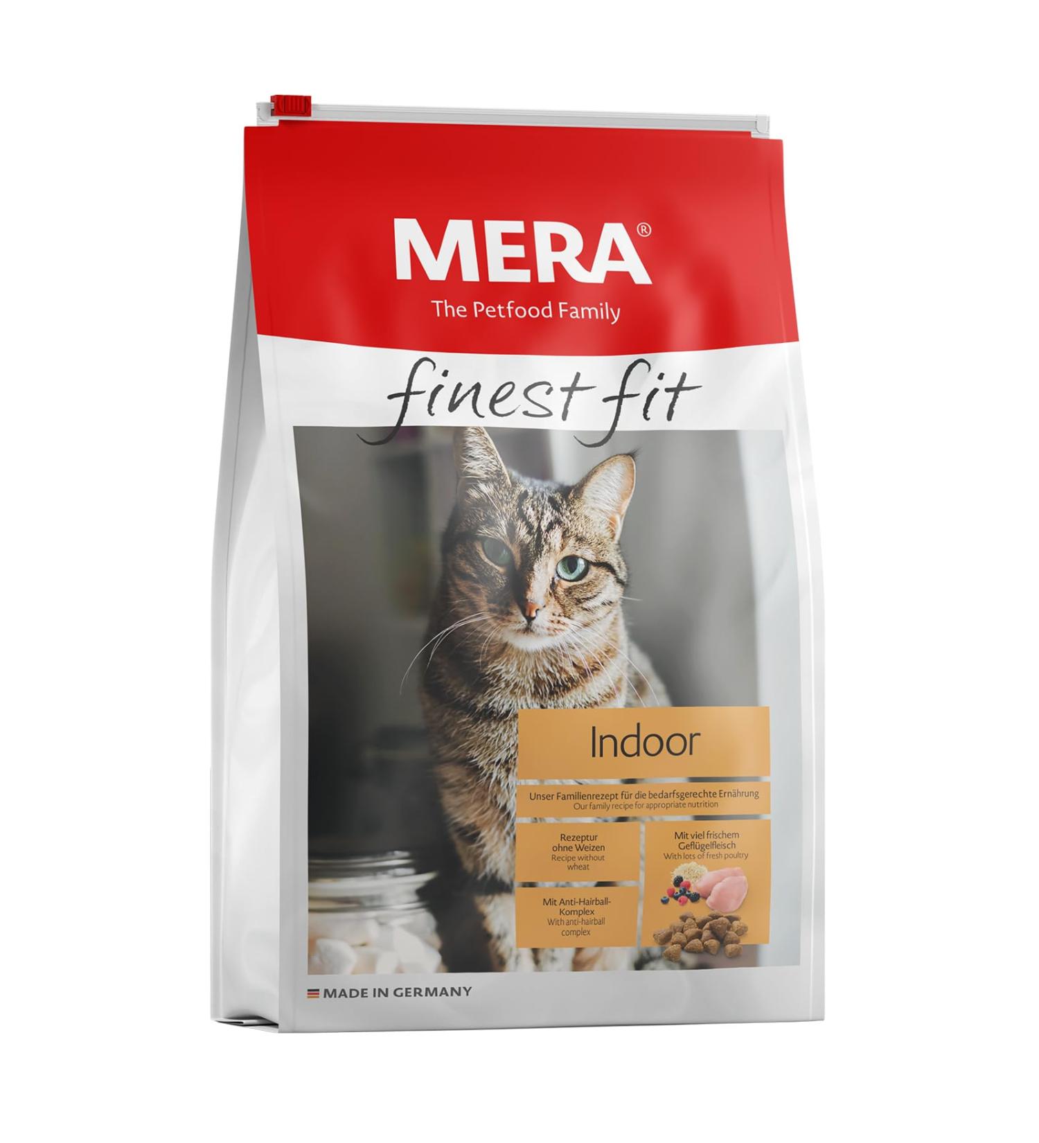 Mera Finest Fit Indoor Cat Food 1.5kg - Healthy Dry Food with Fresh Poultry & Rice for Active Cats No Sugar - Buy Online on GoSupps.com