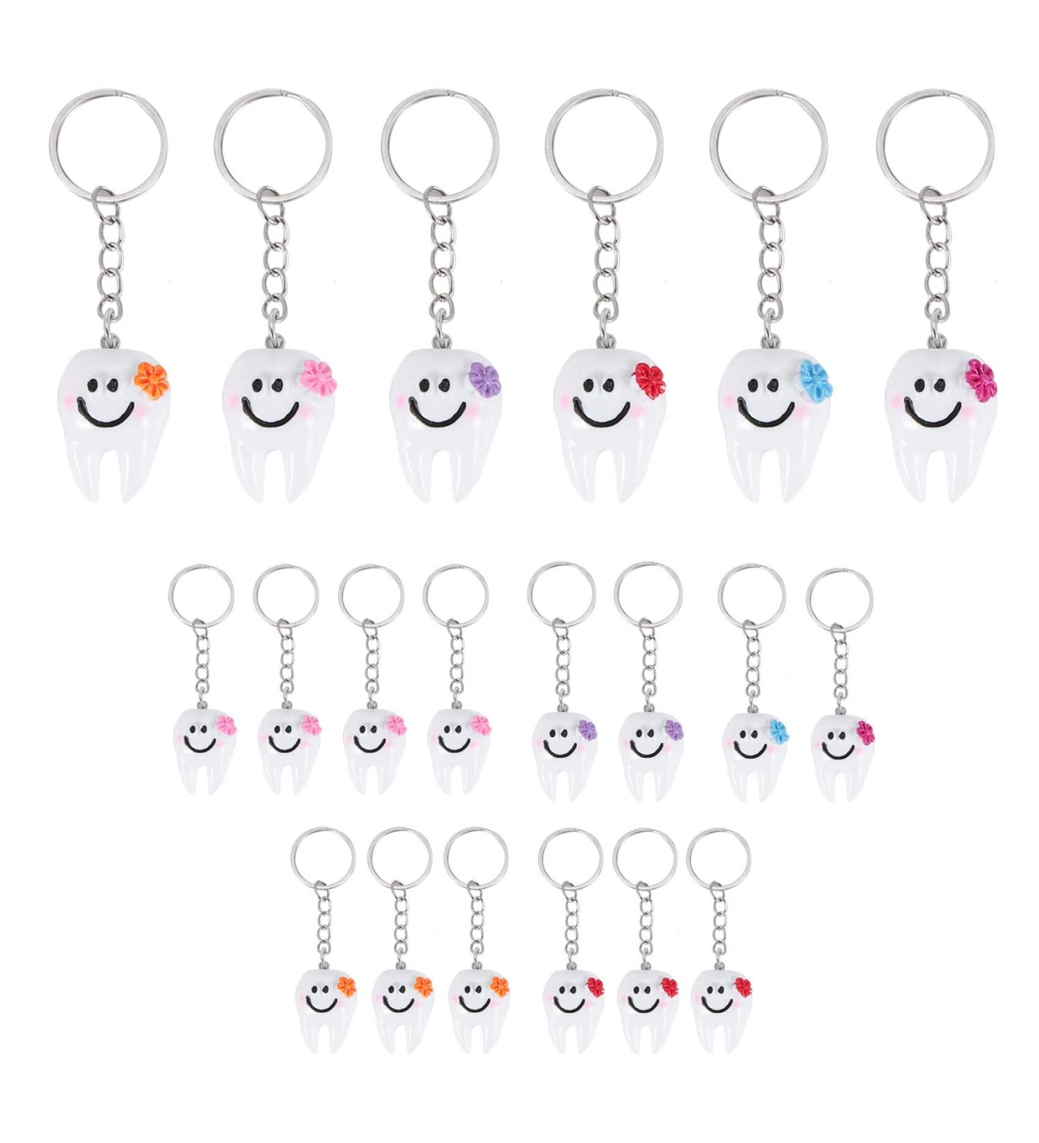 20pcs Cute White & Silver Keyring Keychain Tooth Gifts | International Shipping Available - Buy Online on GoSupps.com