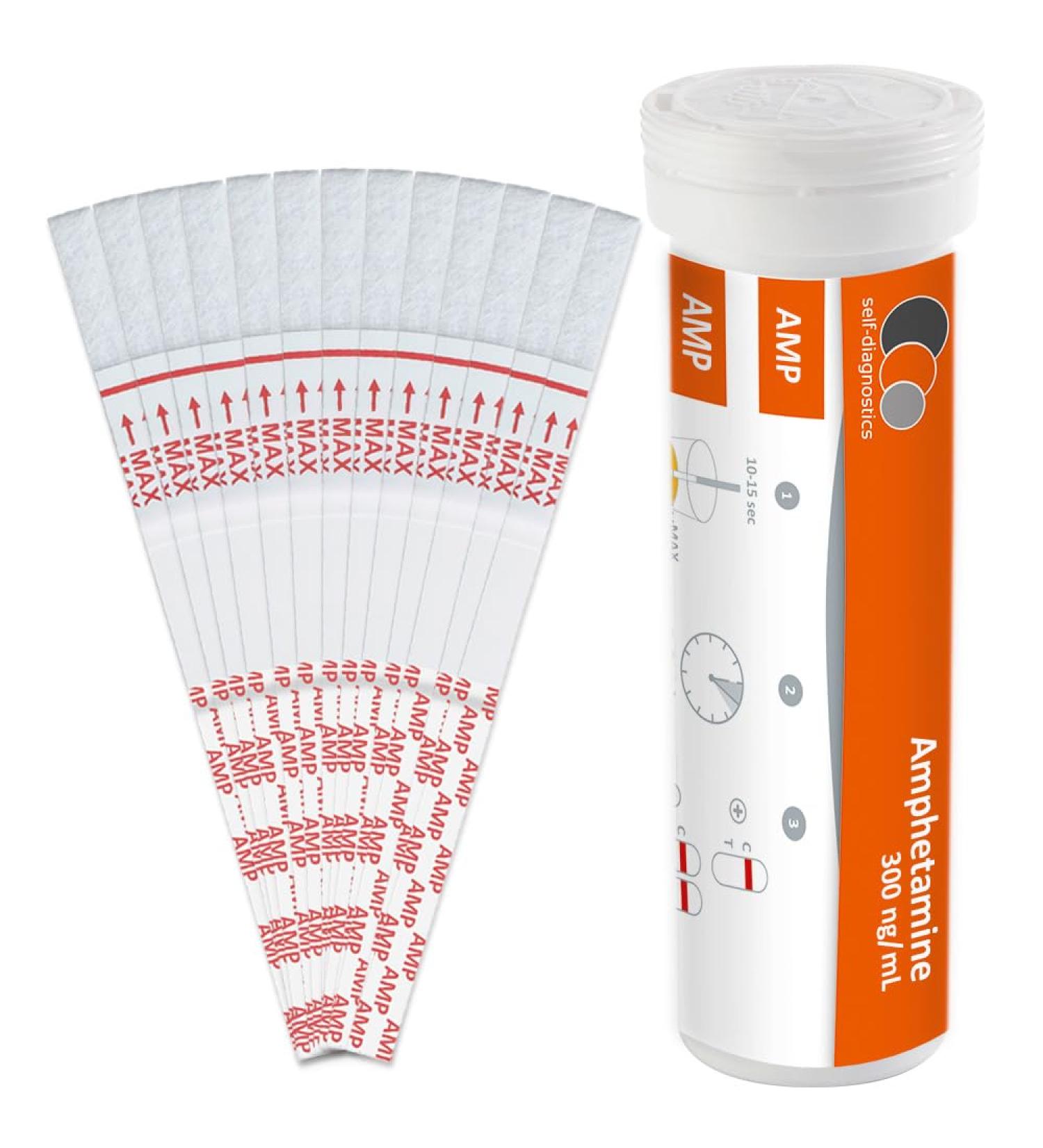Self-Diagnostics Drug Test Strips for Amphetamines (AMP) - 25 Pack - Fast 5 Min Urine Test - Accurate Detection for Diving & More - Buy Online on GoSupps.com