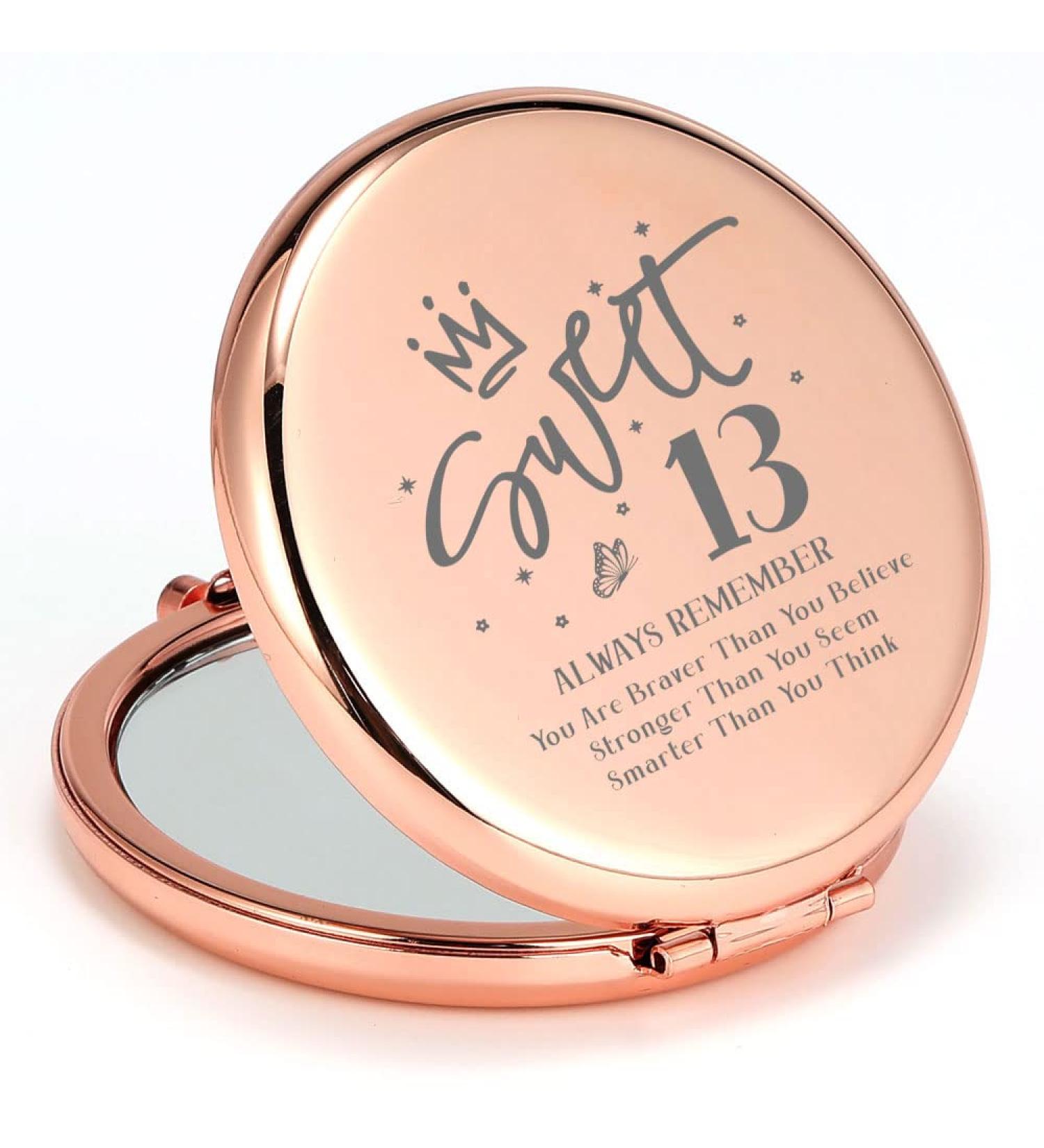 QINGTAI 13th Birthday Rose Gold Makeup Mirror - Perfect Gift for Girls, Sister, Daughter, Granddaughter, Best Friend, Niece - Buy Online on GoSupps.com