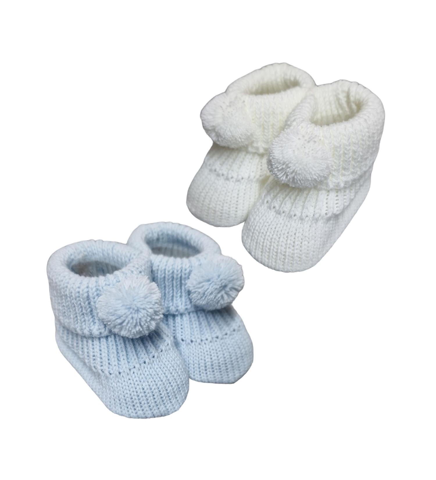 Royal Icon Baby Booties 0-3 Months | Pom Pom Adorable Warm Booties for Boys and Girls | Indoor & Outdoor Stylish Bootees - Blue White RI408 RI377 - Buy Online on GoSupps.com