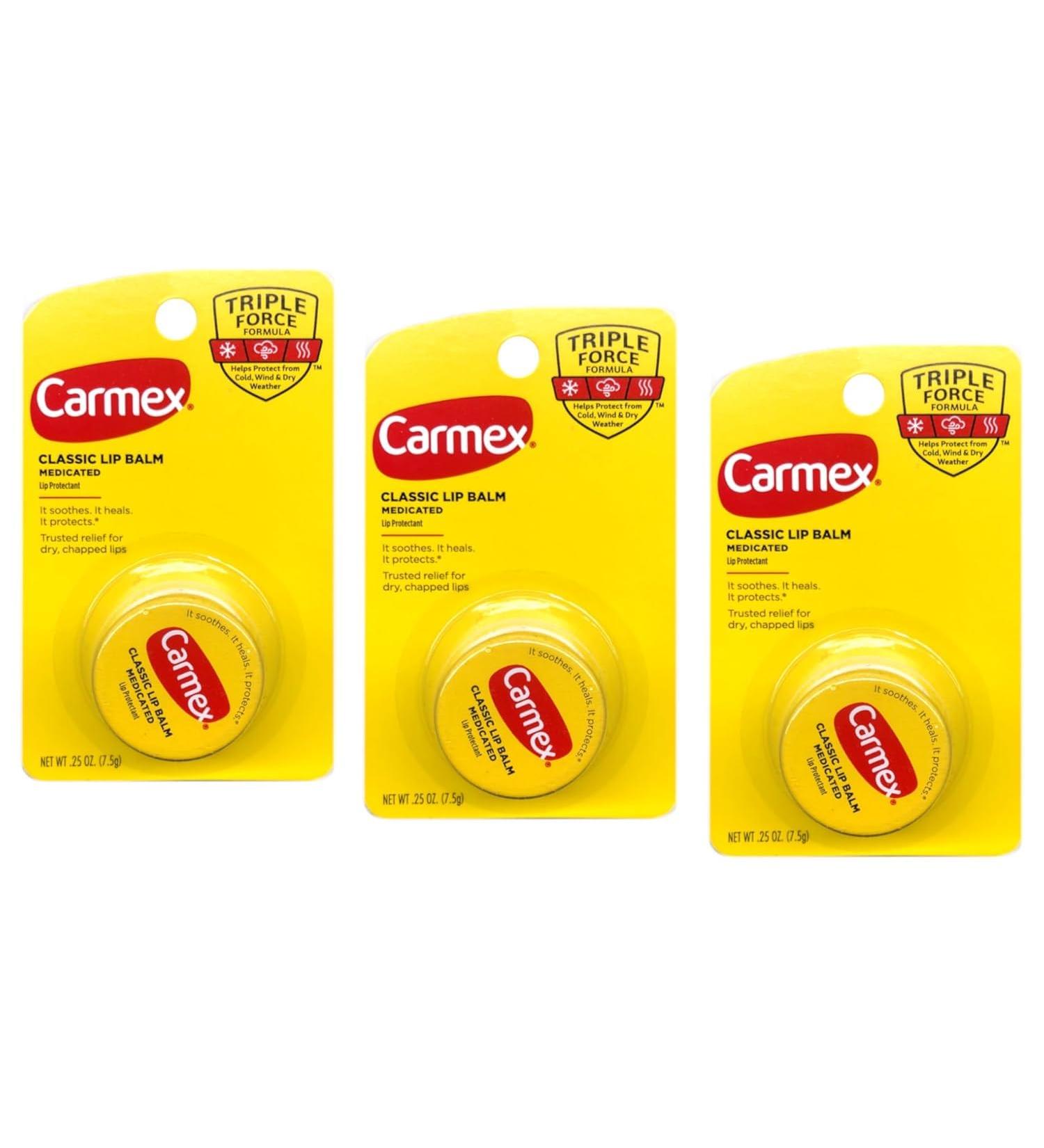 Carmex Classic Lip Balm Medicated 0.25 oz (Pack of 3) Classic 0.25 Ounce (Pack of 3) - Buy Online on GoSupps.com