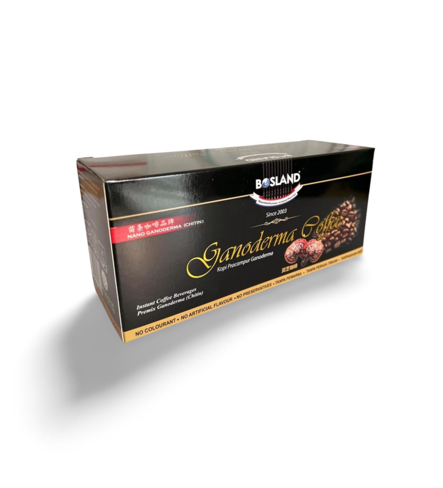 Bosland Ganoderma Mushroom Chitin (Chitosan) Instant Coffee - 12x 22g - Buy Online on GoSupps.com
