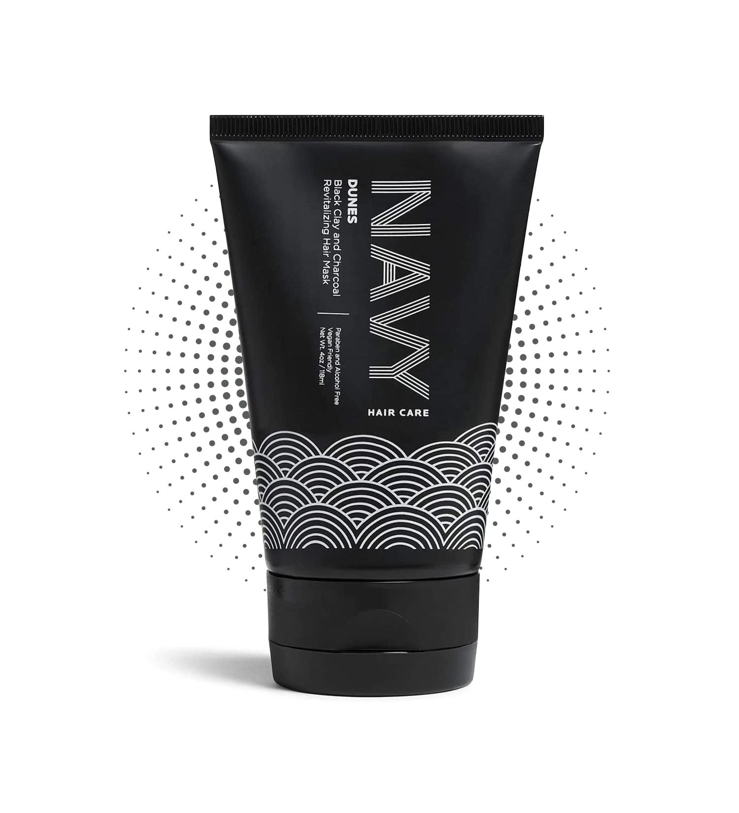 Navy Hair Care Hydrating Hair Mask - 4 Fl oz | Dunes Black Clay & Charcoal Revitalizing Mask for Dry, Damaged Hair | Hair Growth & Repair | Paraben-Free & Vegan - Buy Online on GoSupps.com