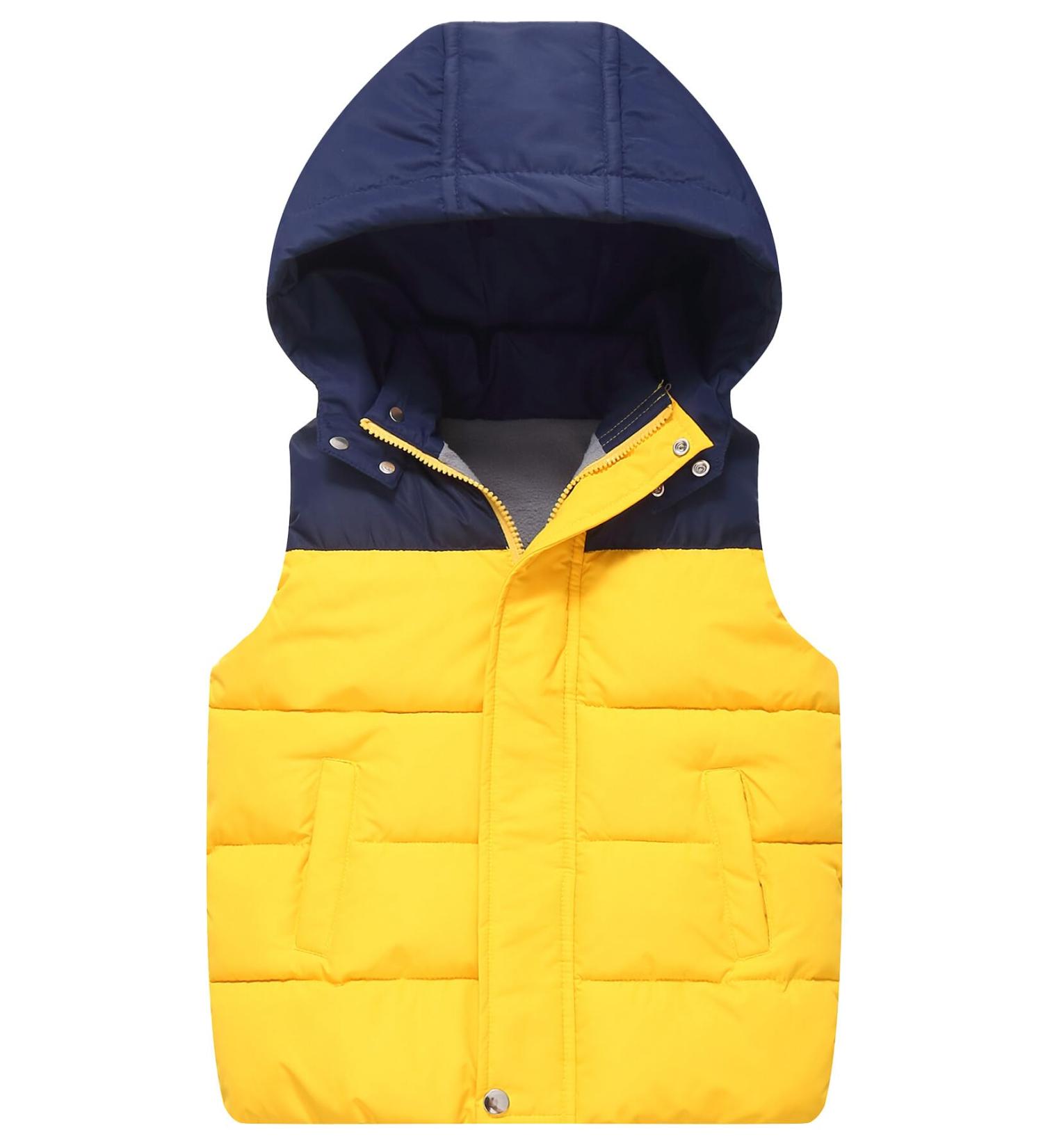Happy Cherry Kids' Hooded Puffer Vest - Lightweight & Warm Gilet for Boys and Girls, Water Resistant & Windproof - Ages 3-13 (3-4 years, Yellow) - Buy Online on GoSupps.com