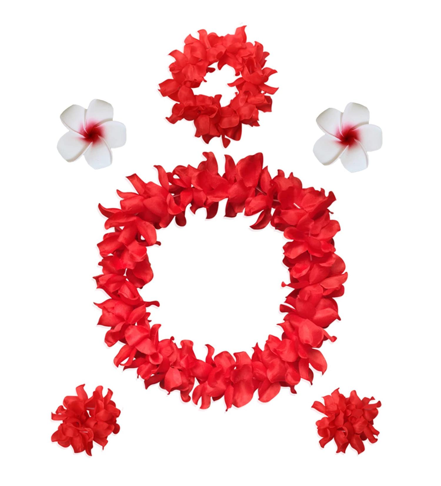 Hawaiian Luau Party Supplies - Red Leis Headband, Wristbands, Hair Clips, Bracelets & Barrettes - Buy Online on GoSupps.com