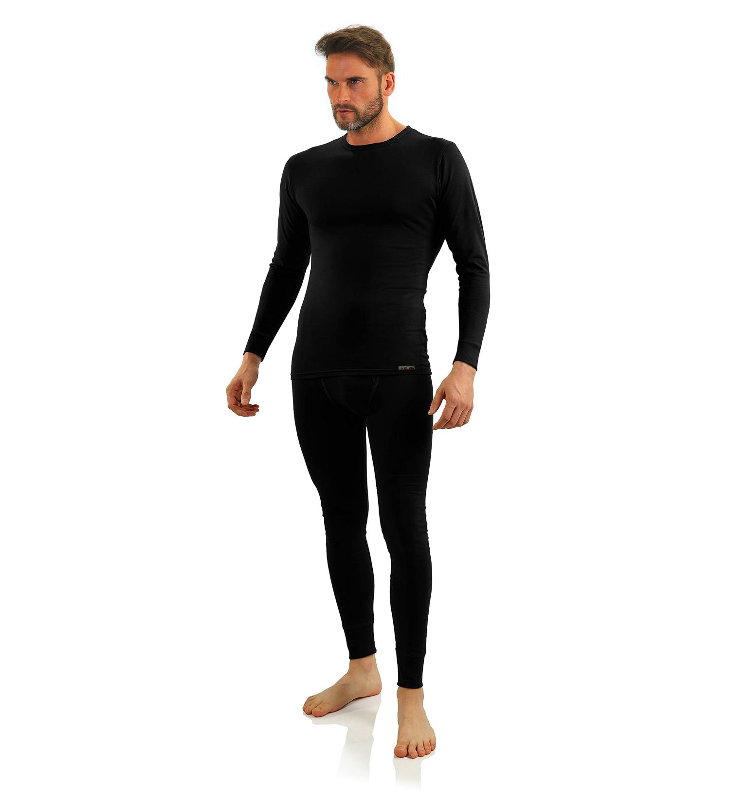 Men's Sesto Senso Cotton Long Underwear Set - Thermal Long-Sleeve Undershirt & Pants - 4XL Black - Winter Functional Wear - Buy Online on GoSupps.com