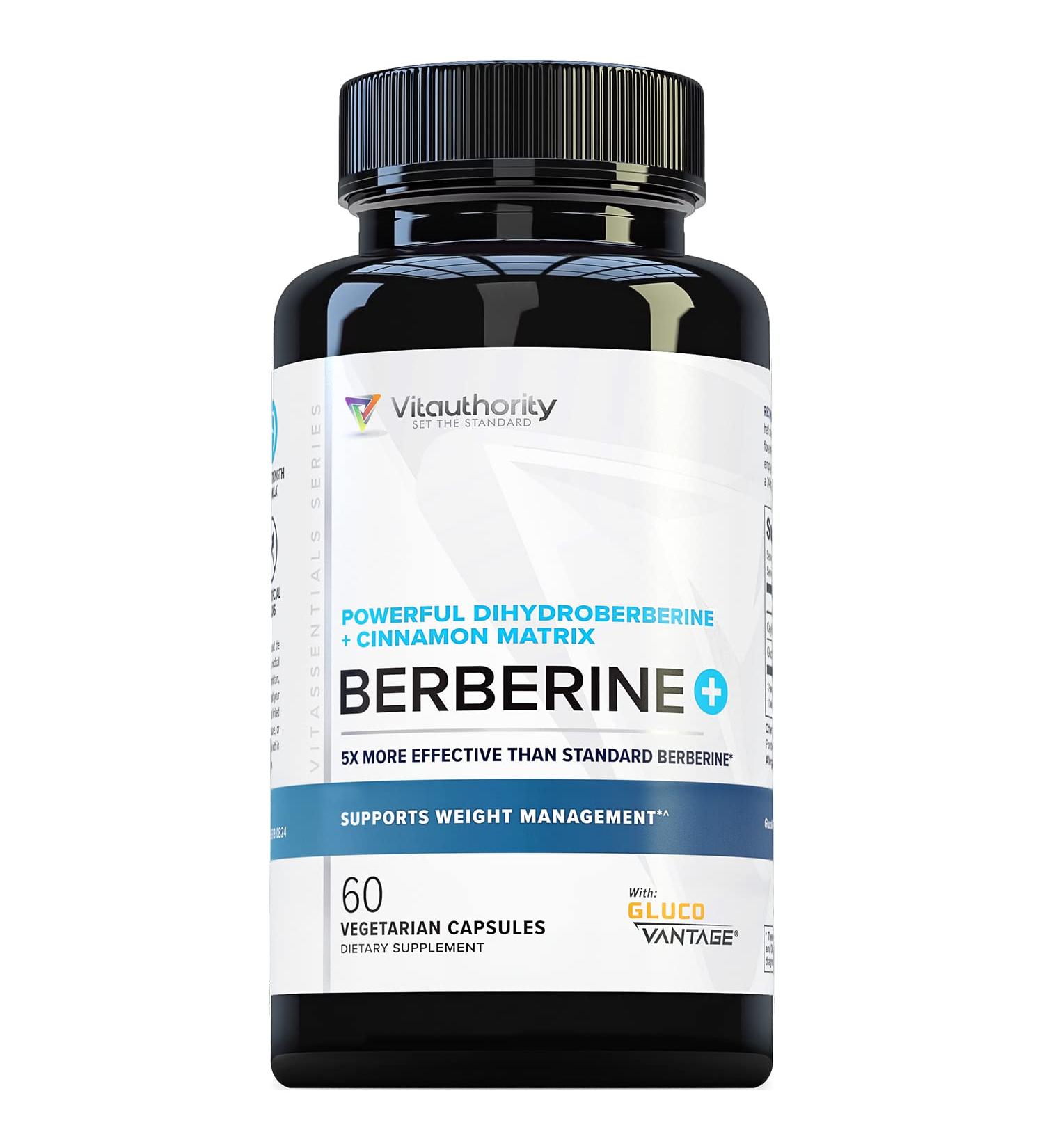 Vitauthority Extra Strength Berberine with Ceylon Cinnamon - High Absorption Dihydroberberine Supplement for Metabolic Support - Vegan AMPk Activator - 30 Servings - Buy Online on GoSupps.com