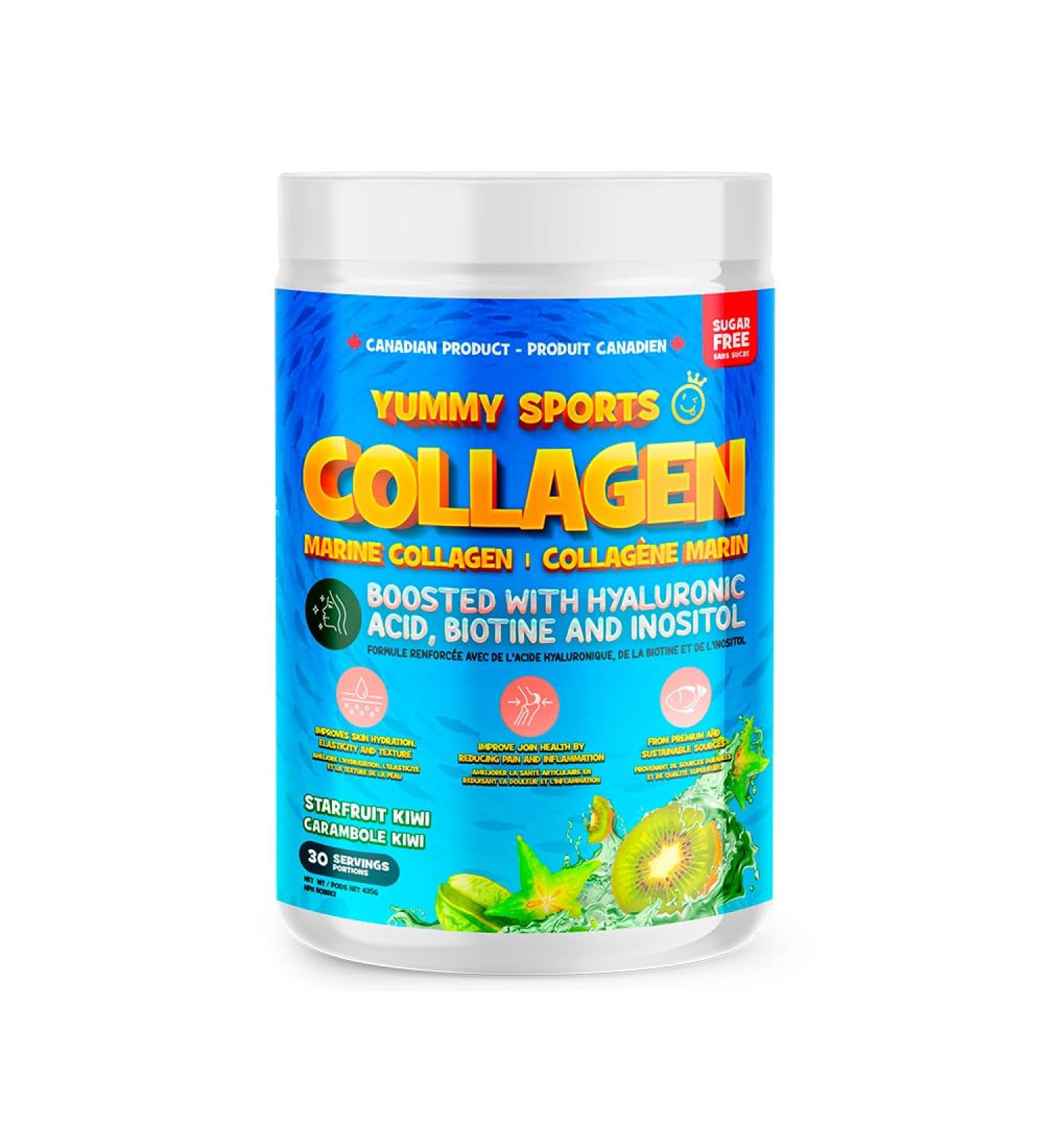 Yummy Sports Marine Collagen Powder - Marine Collagen Supplement Powder for Hair Nail Skin and Joint Health - Collagen Marine Powder for Men Women - 435G 30 Servings - Star Fruit Kiwi - Buy Online on GoSupps.com