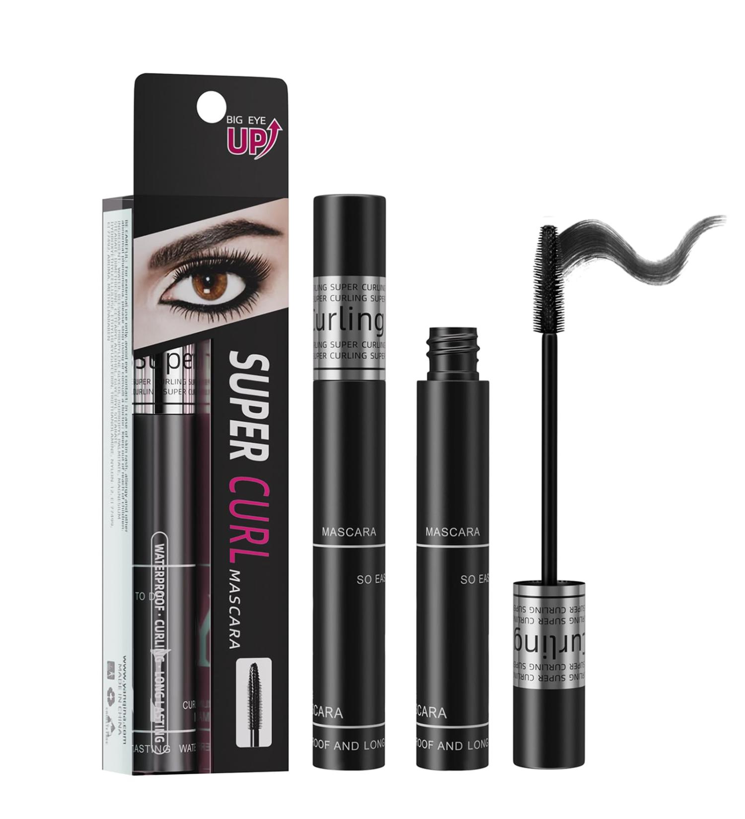 Intense Black Volume Mascara 4D Silk Fiber Mascara Eyelash Extension Effect Mascara Waterproof Formula Amplified Effect & Extended Hold Lengthening Curling - Buy Online on GoSupps.com
