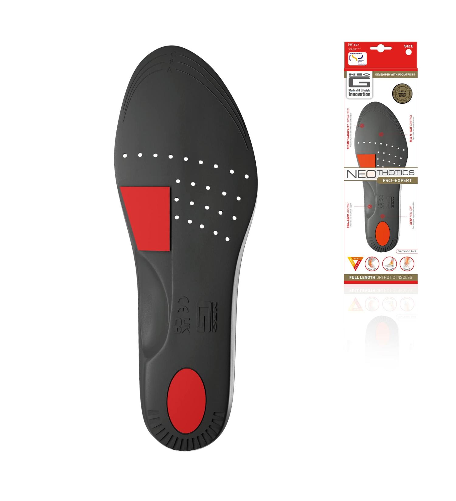 Neo G NeoThotics Pro-Expert Plantar Fasciitis Arch Support Insoles - Full Length Orthotic Inserts for Men and Women - Pain Relief for Foot, Heel, Knee, Back, Achilles Tendonitis - Size M - Buy Online on GoSupps.com